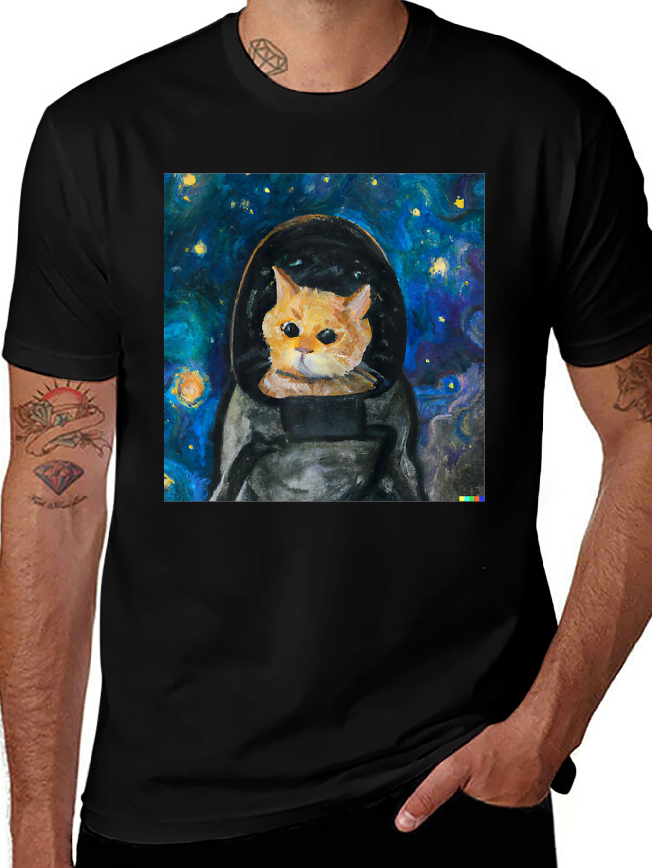 Variant 3 of Astronaut Cat T-Shirt - Starry Night Space Kitty Tee