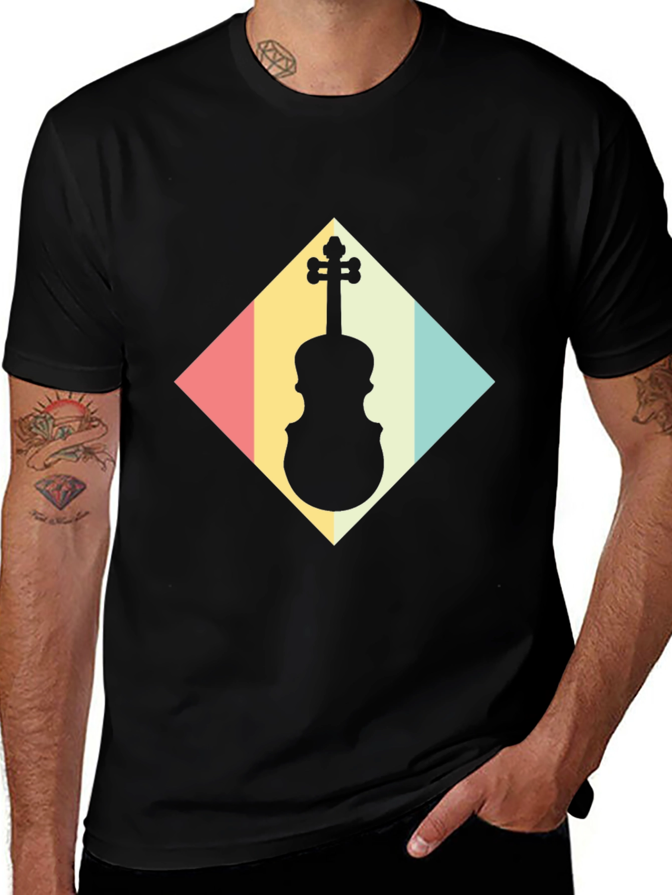 Variant 12 of Retro Violin Graphic Tee - Vintage Music Lover Shirt