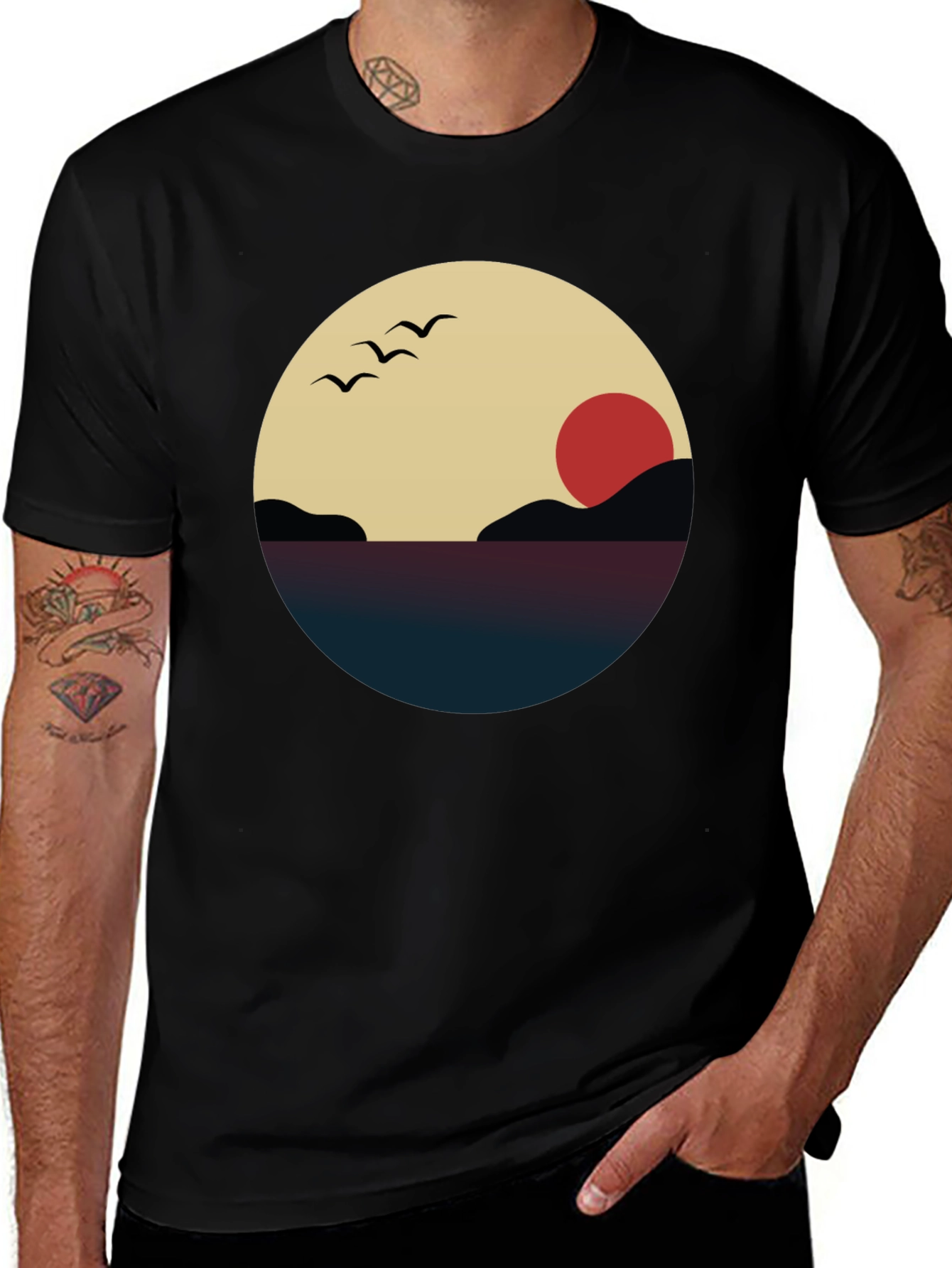 Variant 9 of Sunset Graphic Tee - Minimalist Design