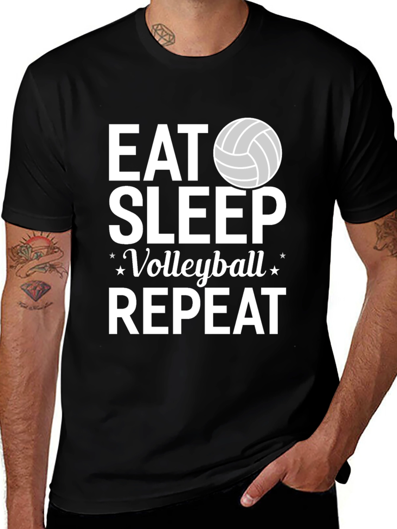 Variant 25 of Eat Sleep Volleyball Repeat Black T-Shirt