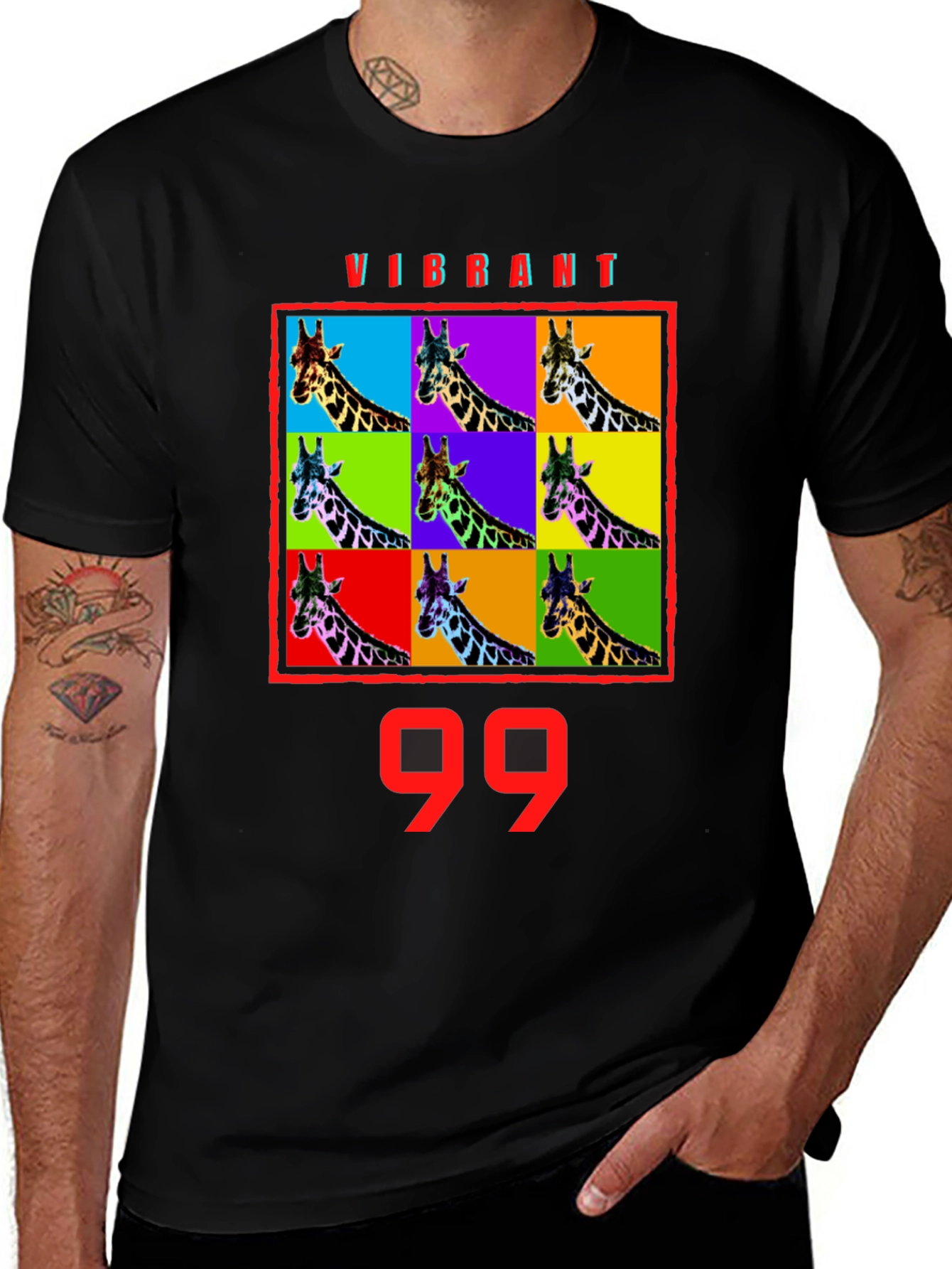 Variant 24 of Vibrant Giraffe Pop Art T-Shirt