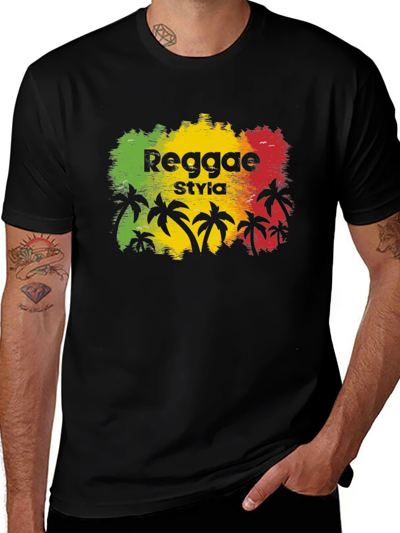 Variant 10 of Reggae Style Black T-Shirt