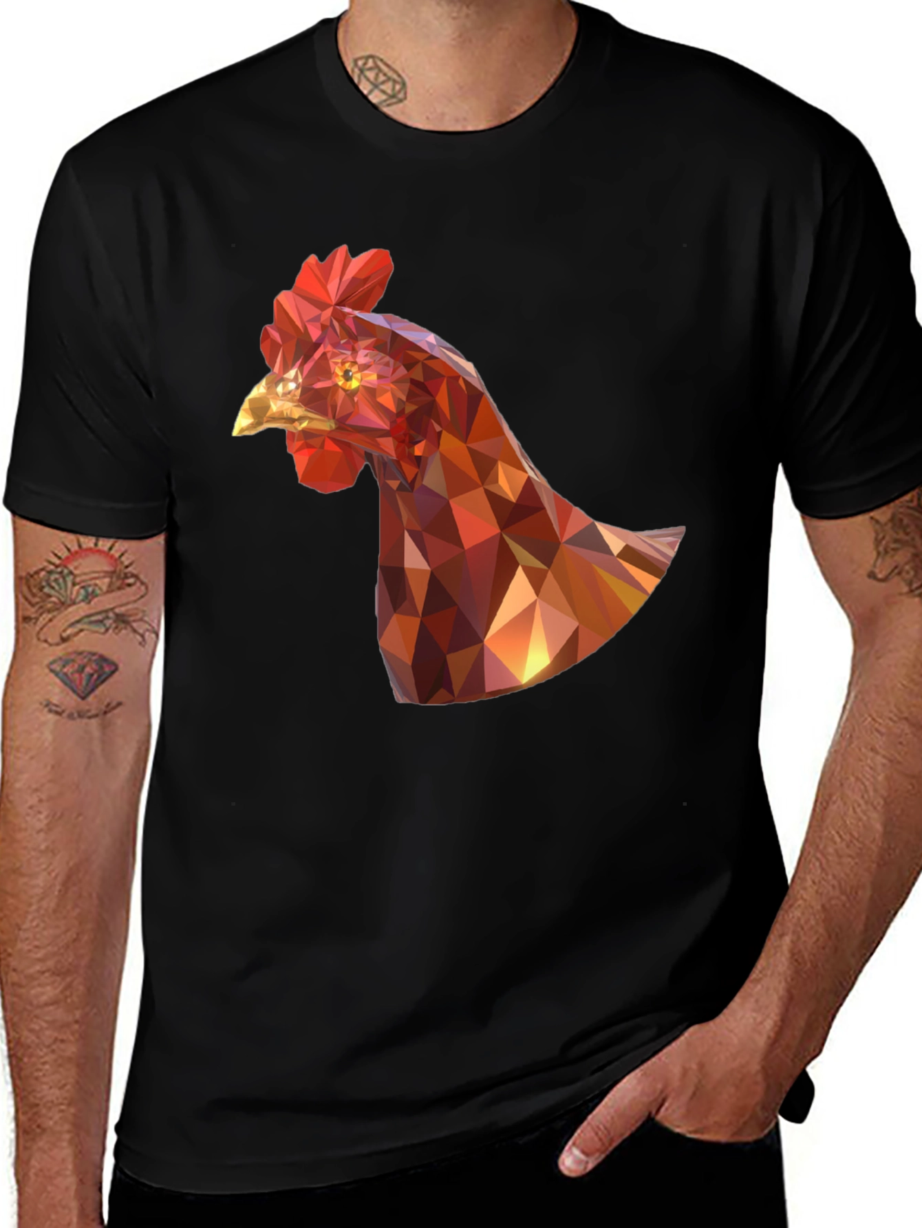 Variant 15 of Geometric Chicken Graphic Tee - Unique Design