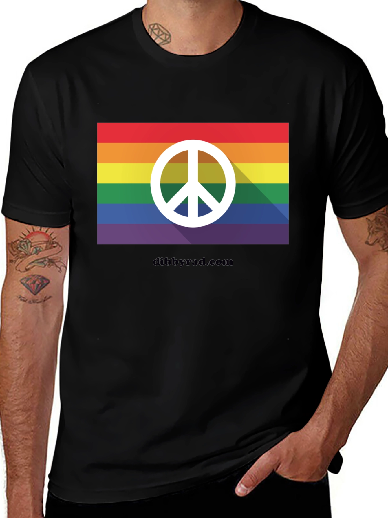 Variant 6 of Rainbow Peace Sign T-Shirt - Pride & Equality