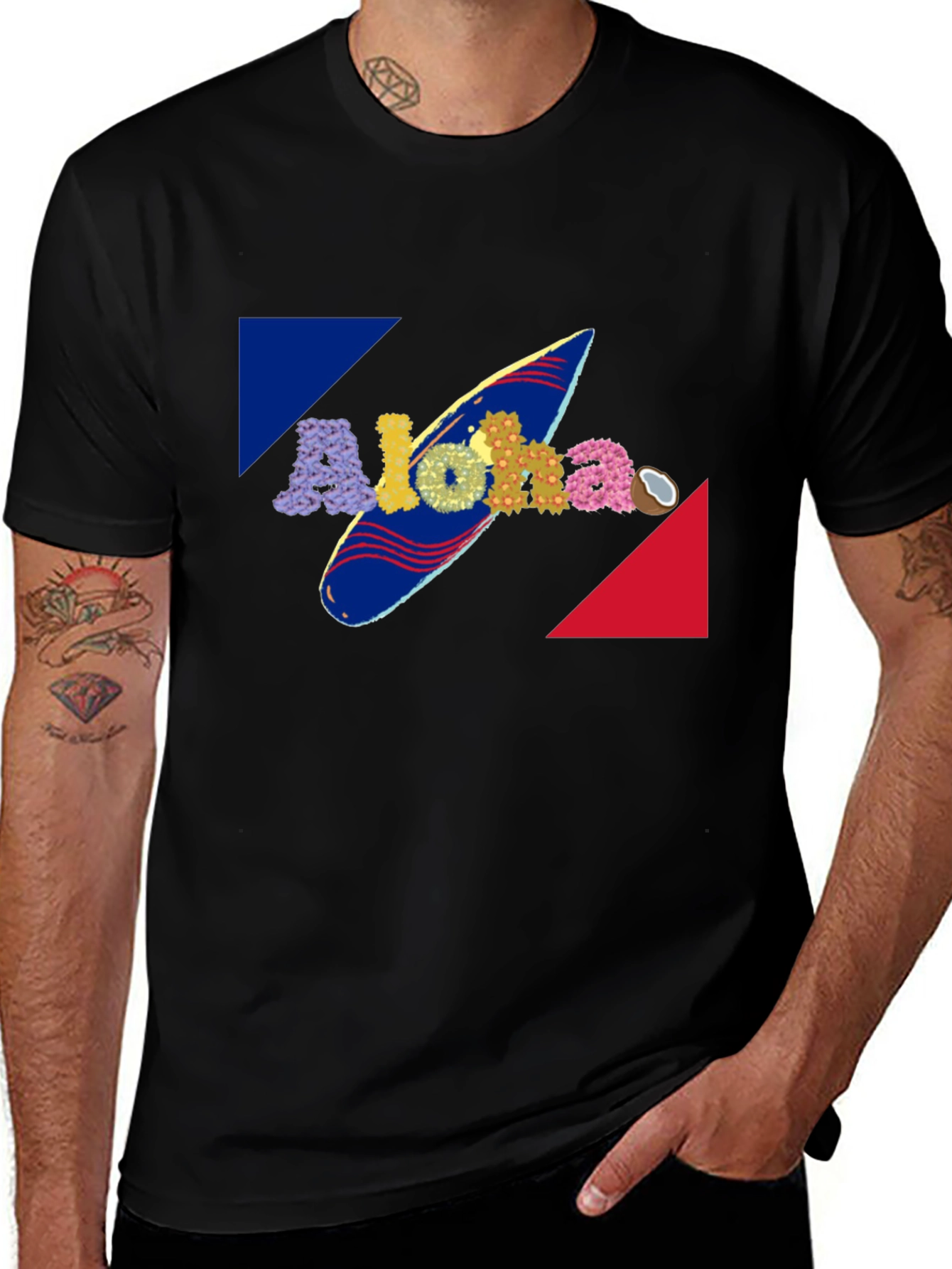 Aloha Surfboard Graphic Tee - Tropical Summer Vibes