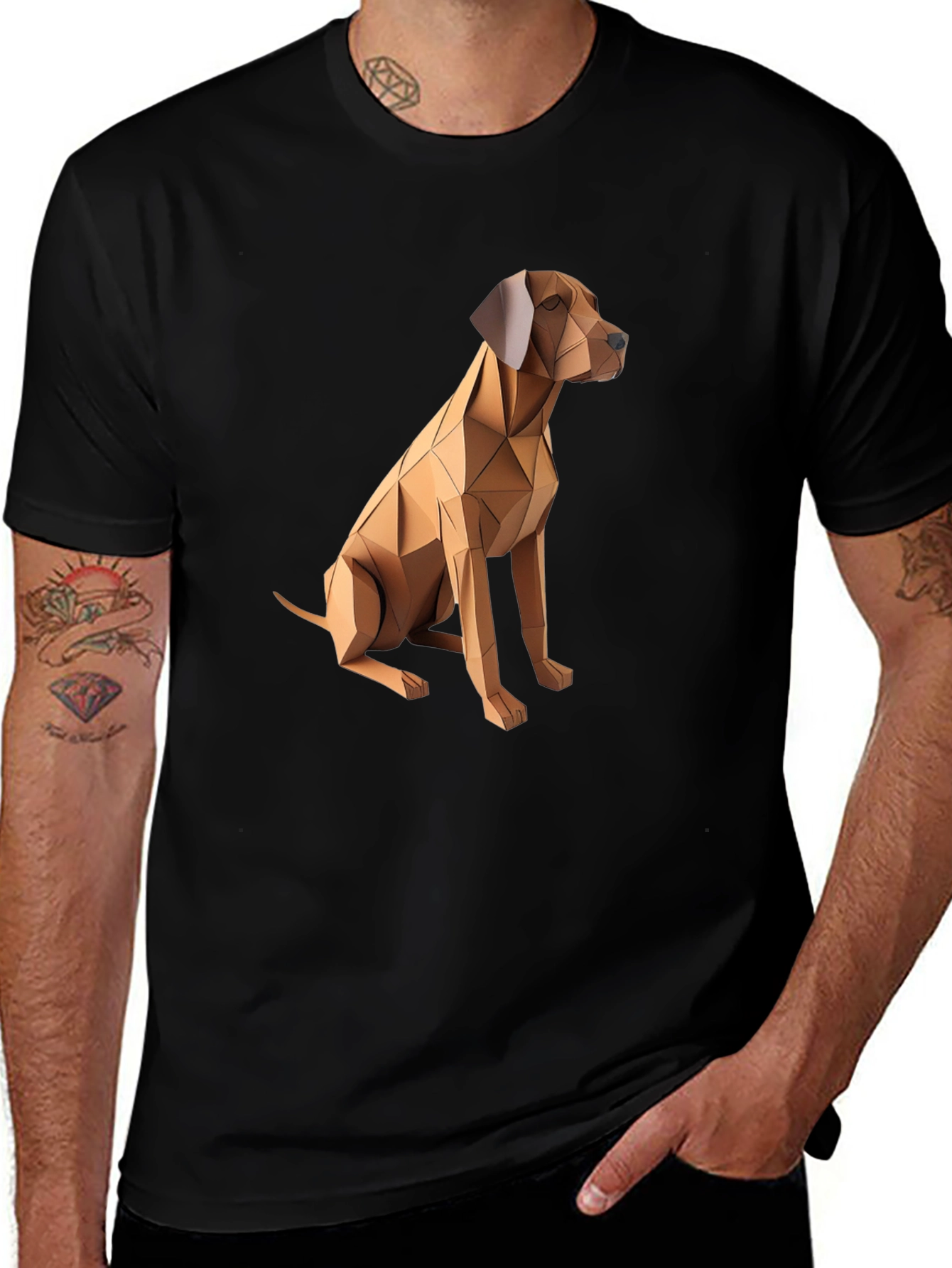Variant 8 of Geometric Dog Graphic Tee - Modern Art Design