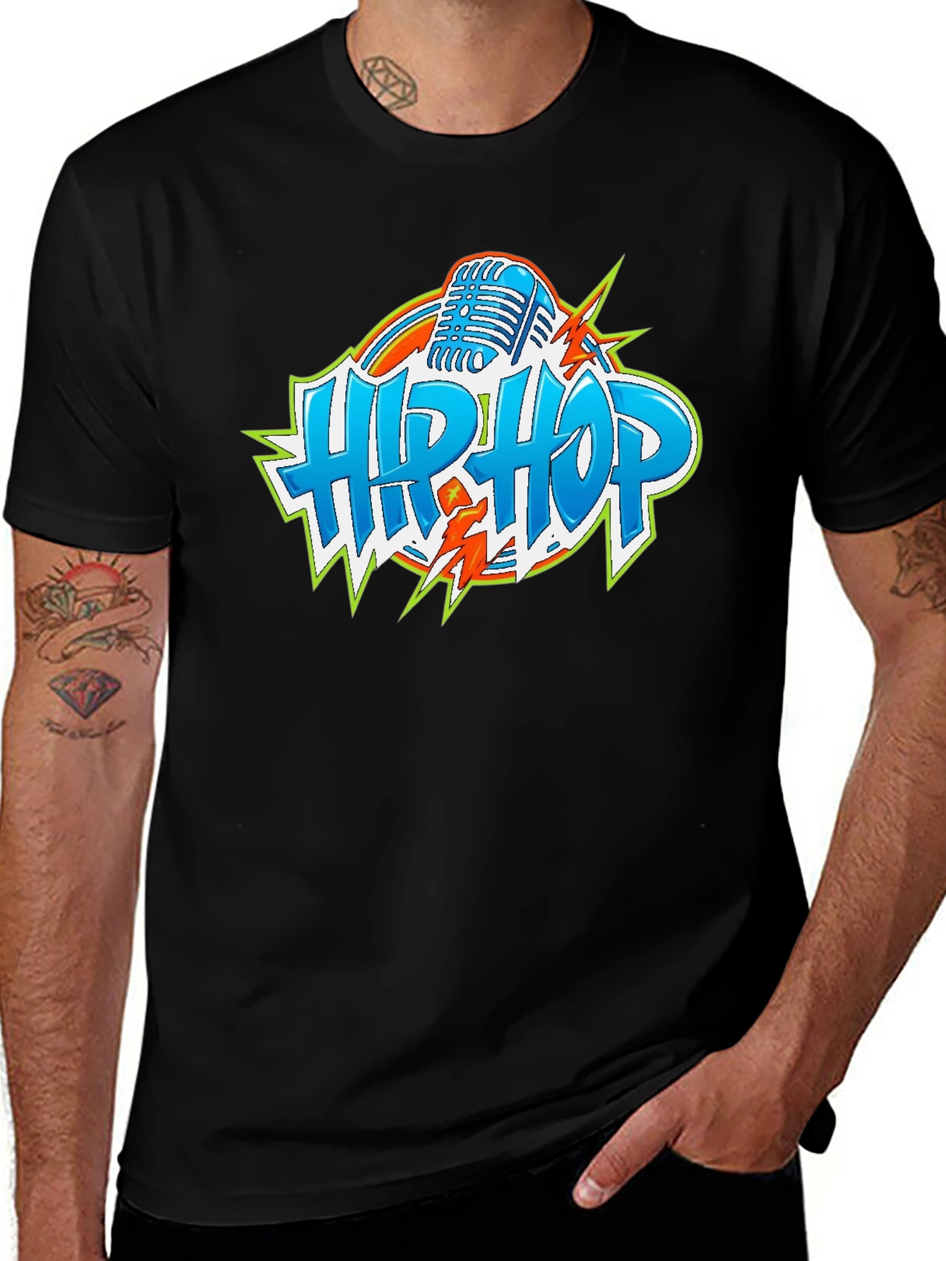 Variant 9 of Hip Hop Graphic Tee - Microphone Design