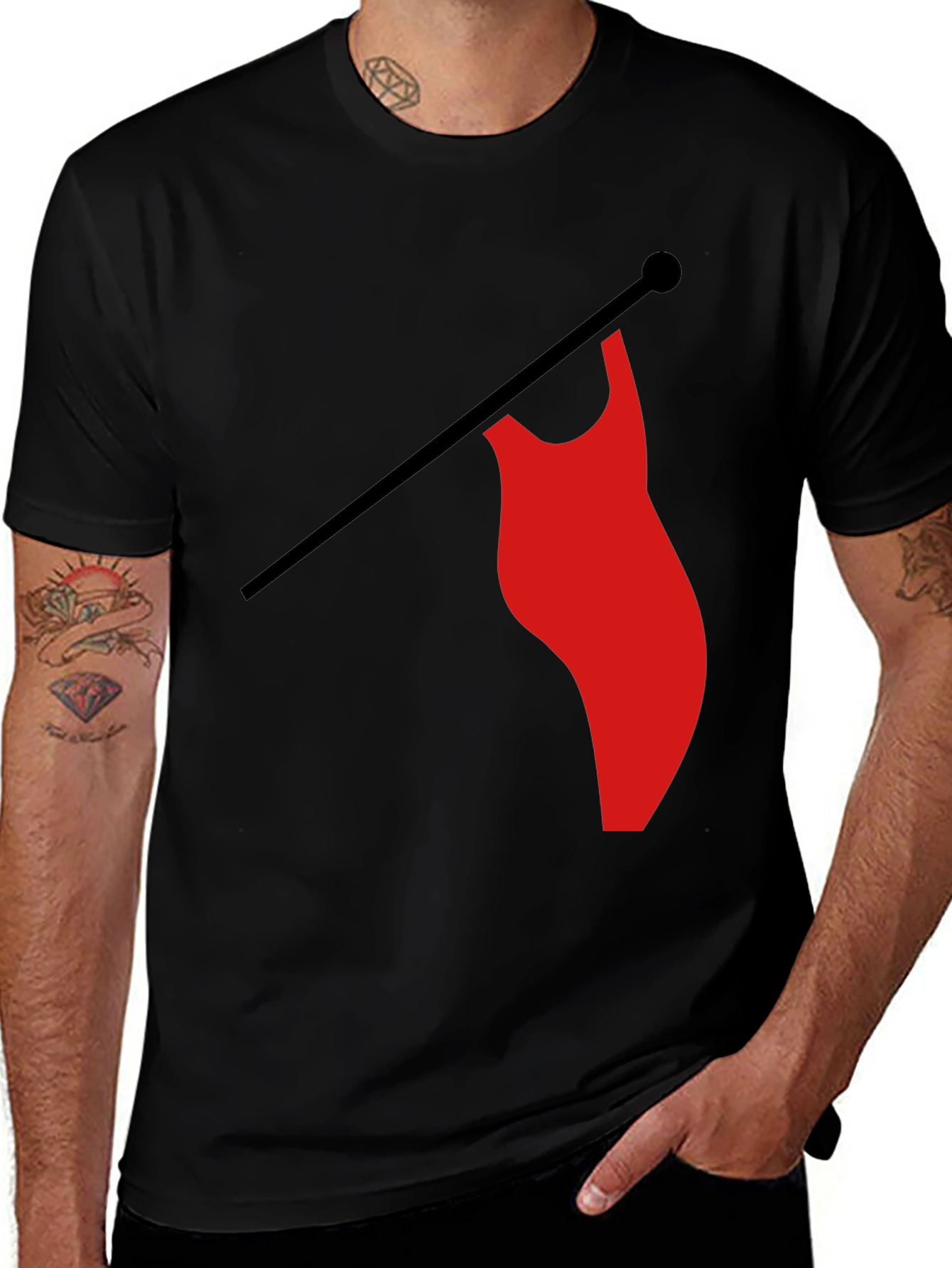Variant 28 of Red Flag Graphic Black T-Shirt Casual
