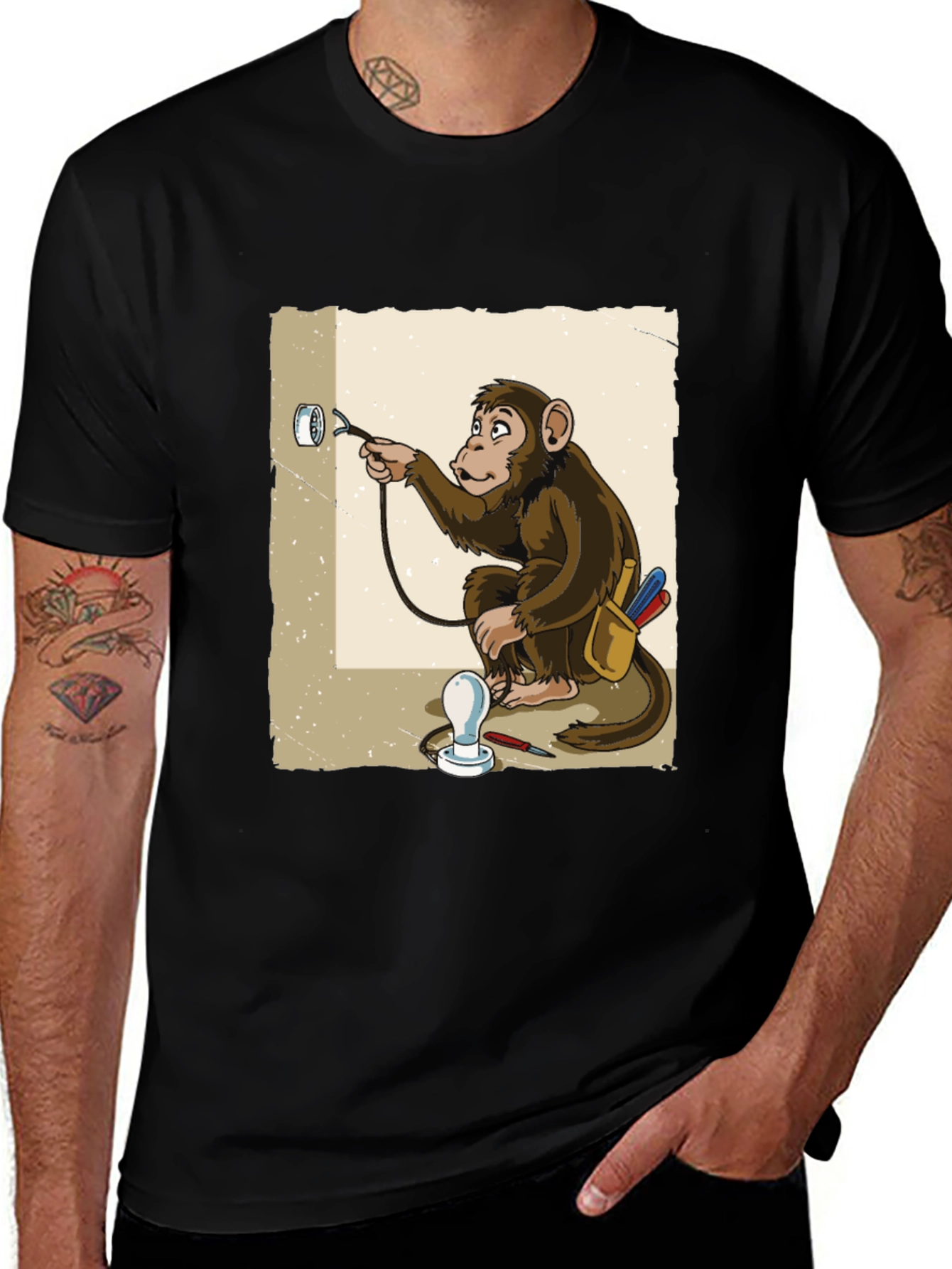 Variant 7 of Monkey Electrician T-Shirt