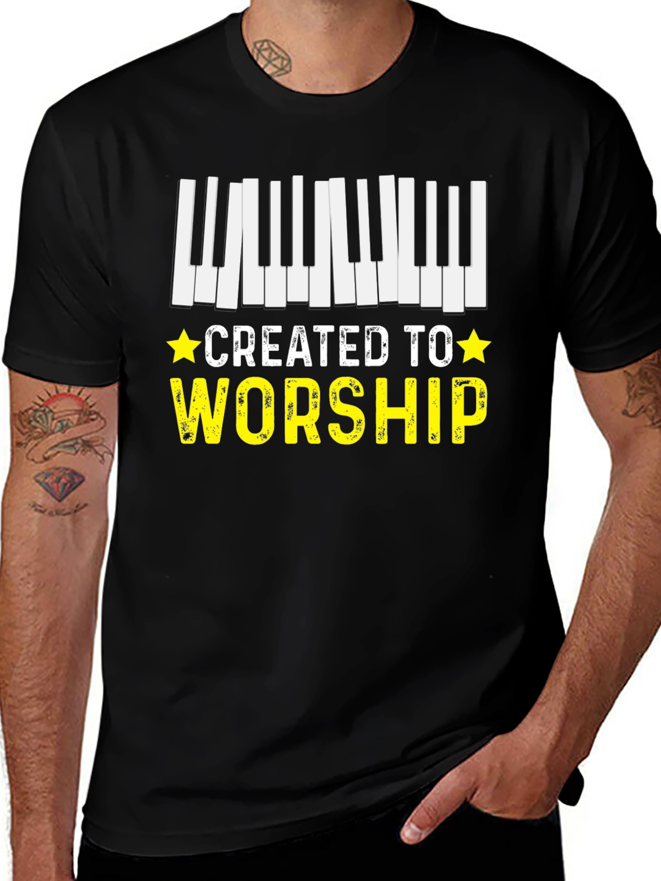 Variant 20 of Created to Worship Piano T-Shirt