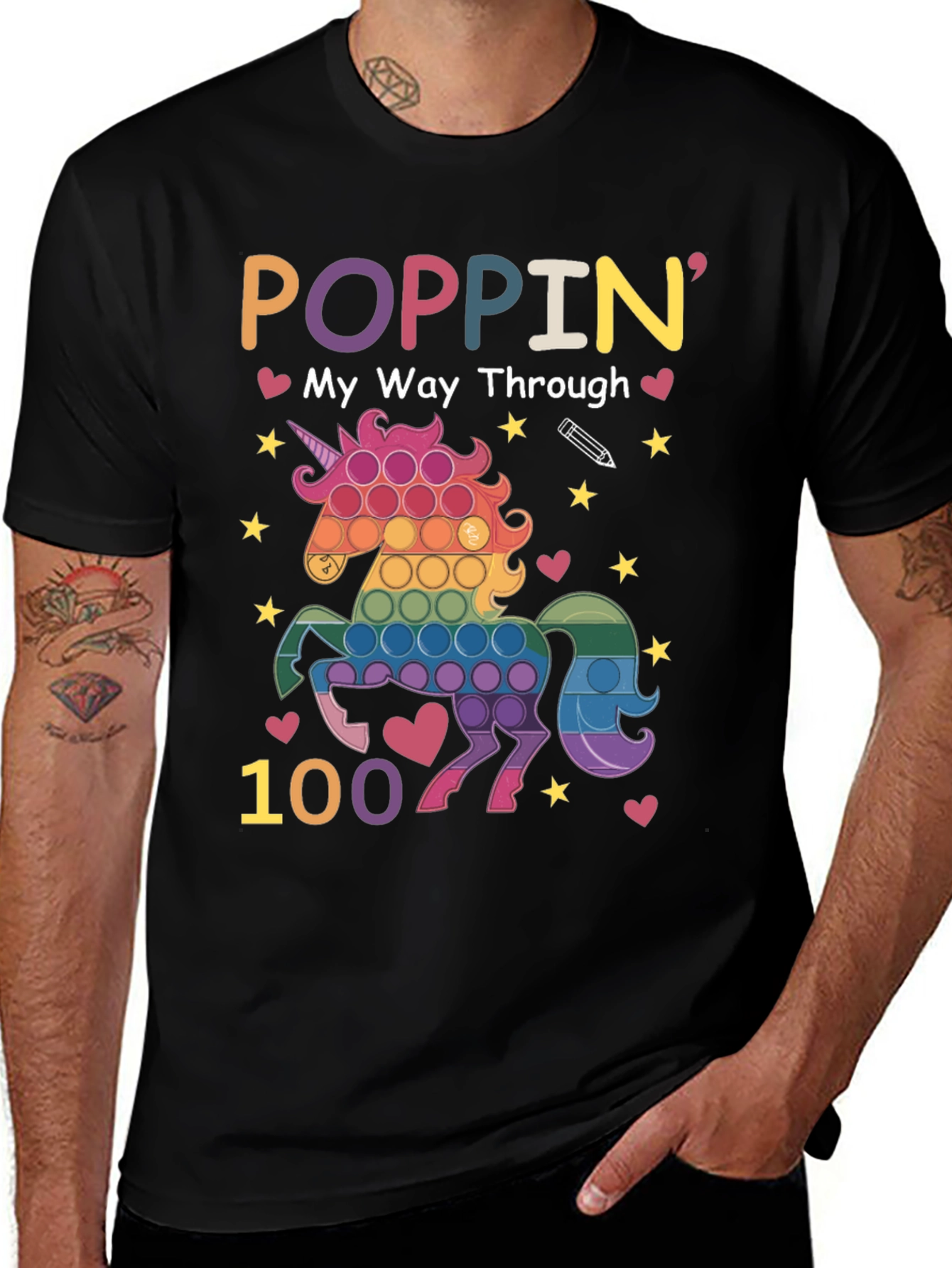 Variant 11 of Poppin' My Way Through 100 Days Unicorn T-Shirt