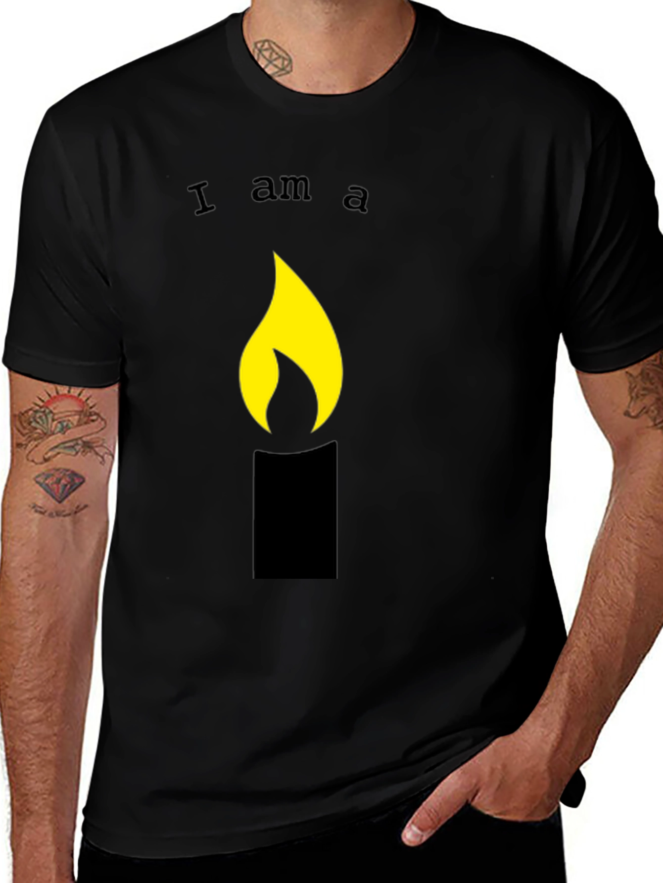 Variant 10 of I Am a Candle Graphic Tee - Soft Black T-Shirt