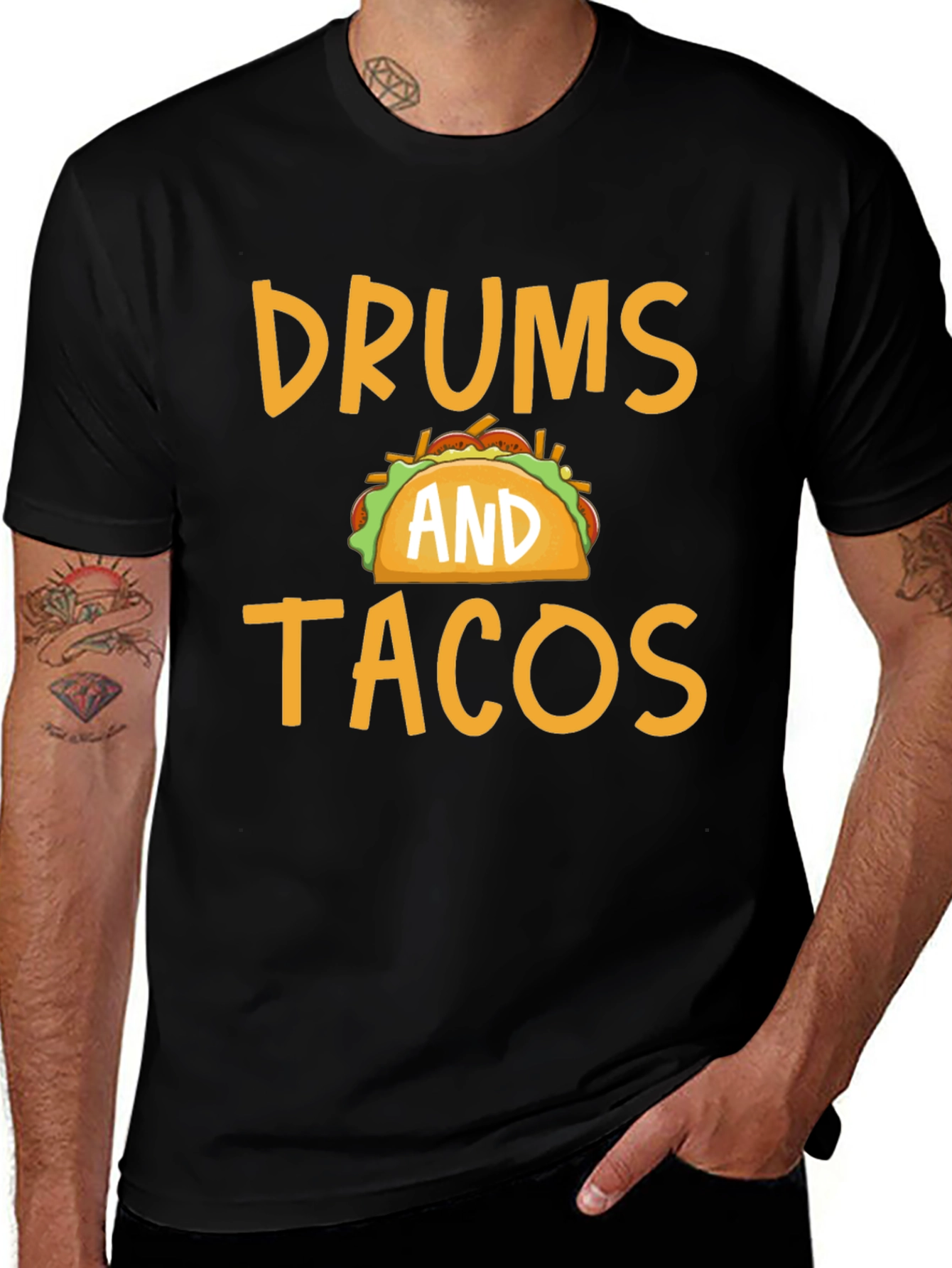 Variant 13 of Drums and Tacos Graphic Tee - Black