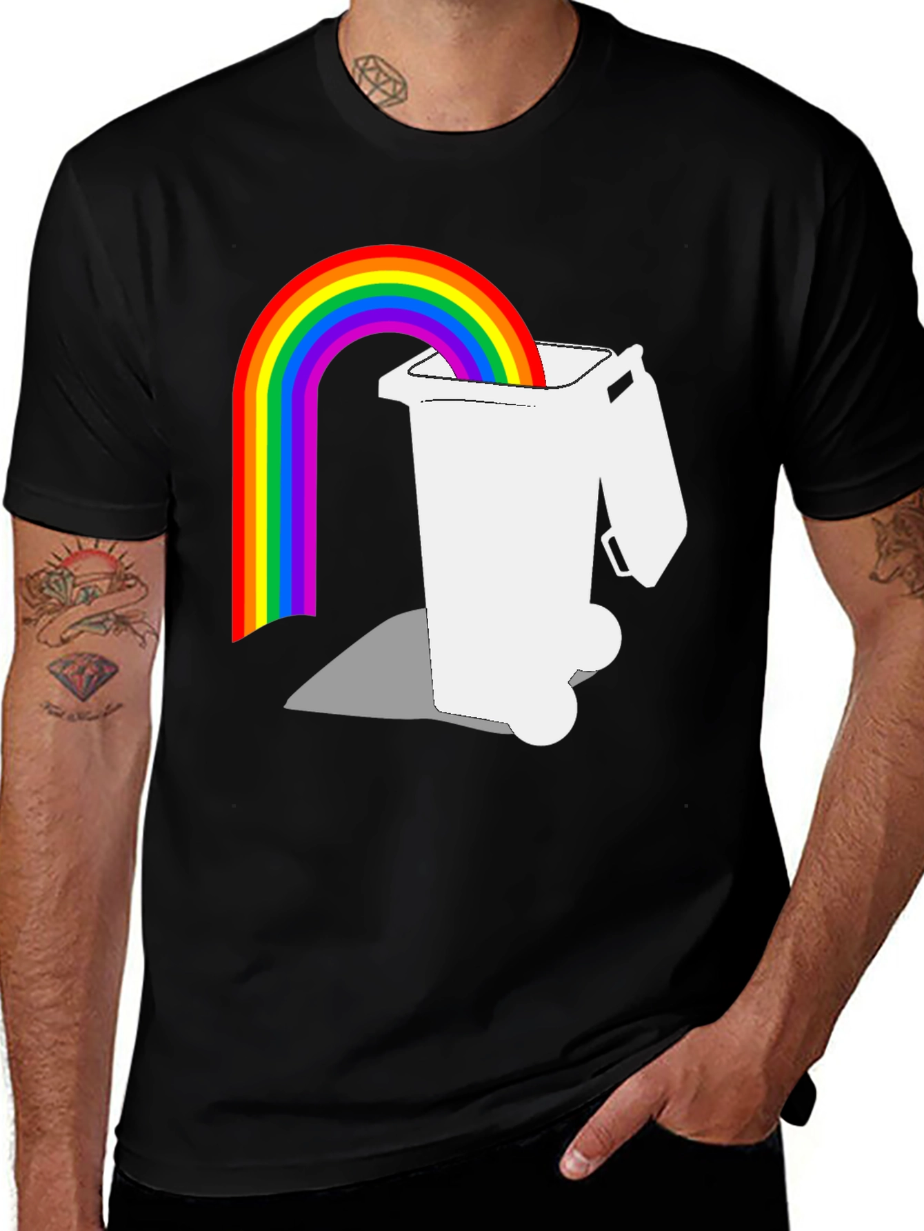 Rainbow Trash Graphic Tee - Unique & Playful Design