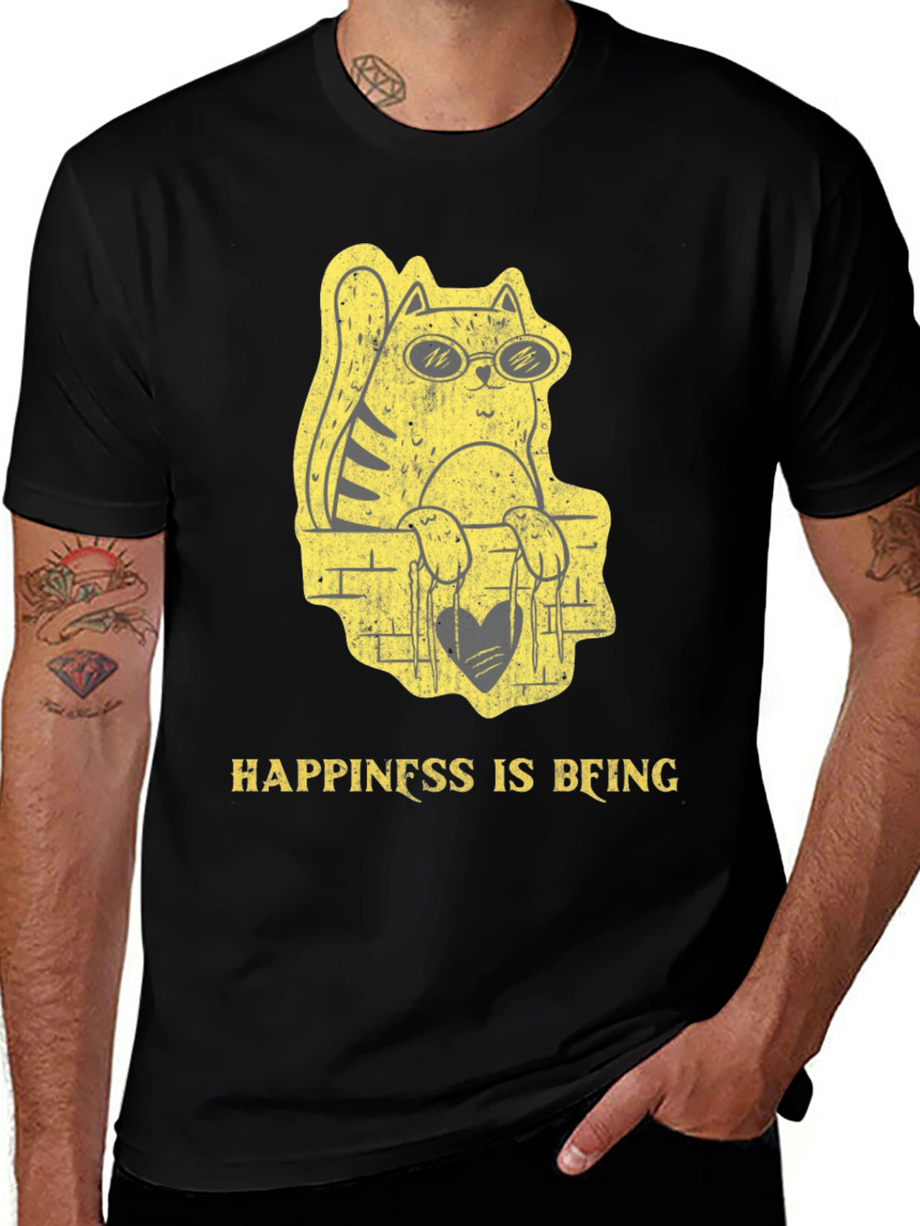 Variant 19 of Cool Cat Graphic Tee - Happiness Is Being