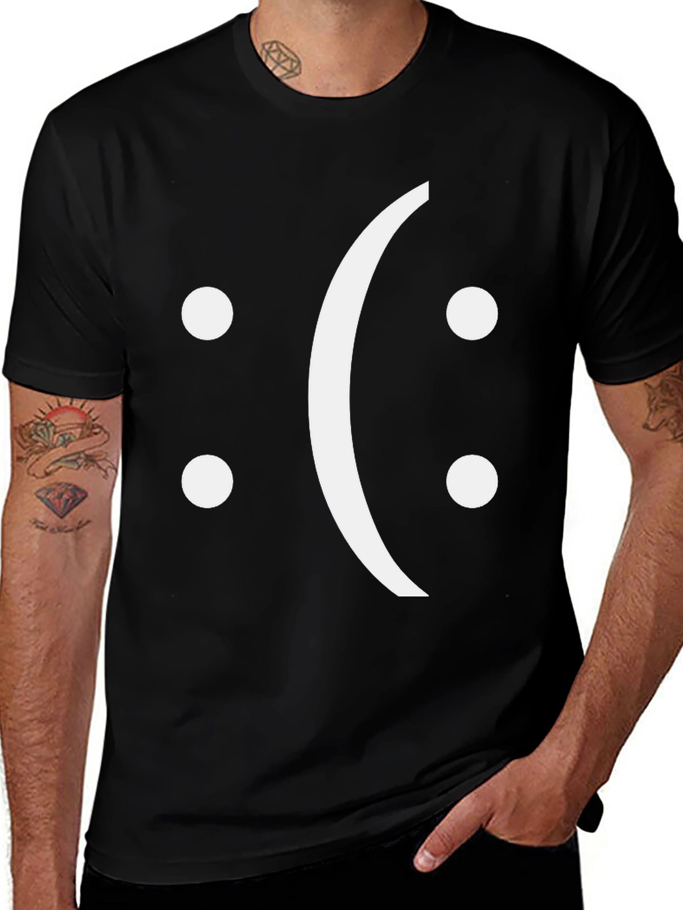 Variant 30 of Sad Emoticon Graphic Tee - Unisex Black T-Shirt