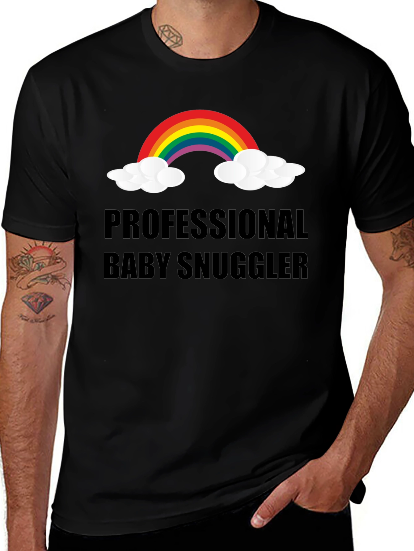 Variant 12 of Baby Snuggler T-Shirt - Rainbow Cloud Design