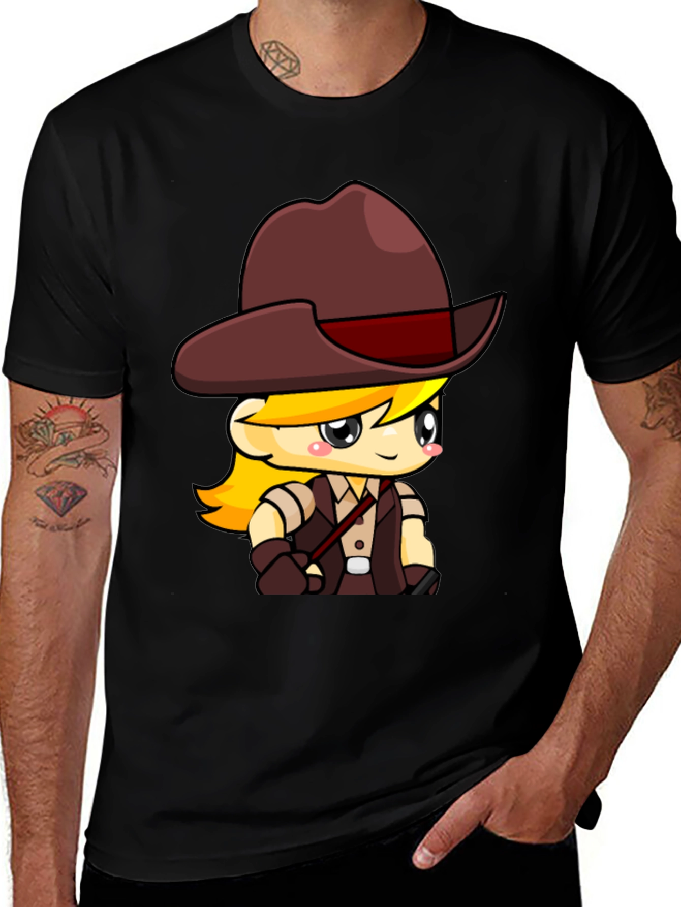Variant 2 of Cartoon Explorer T-Shirt - Black