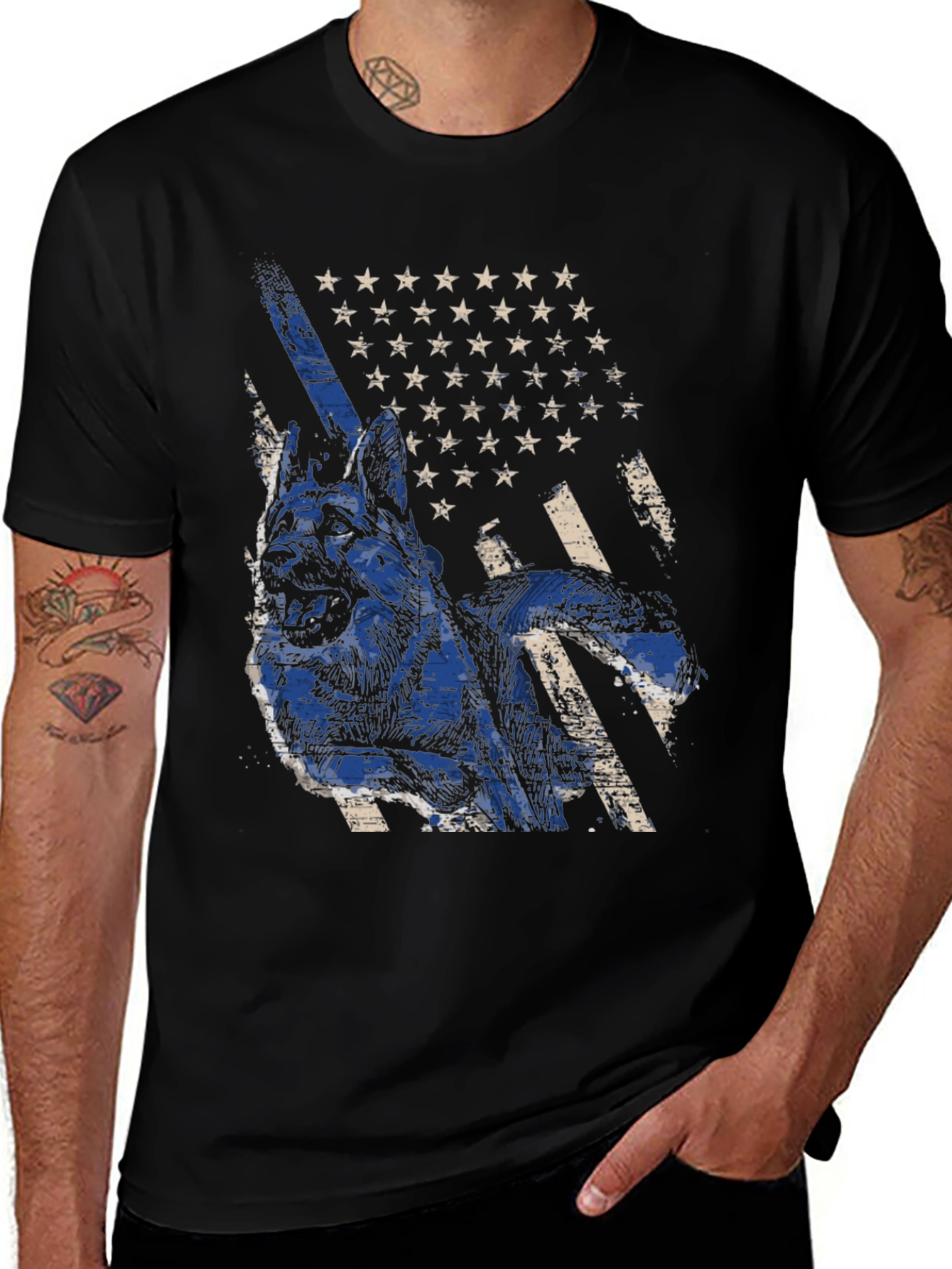 K9 German Shepherd USA Flag T-Shirt