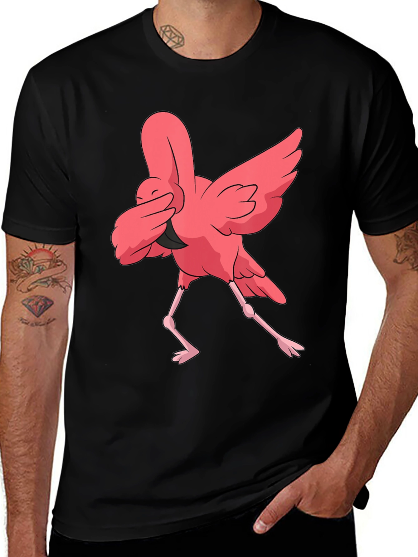 Variant 28 of Dabbing Flamingo Graphic T-Shirt - Fun Animal Tee