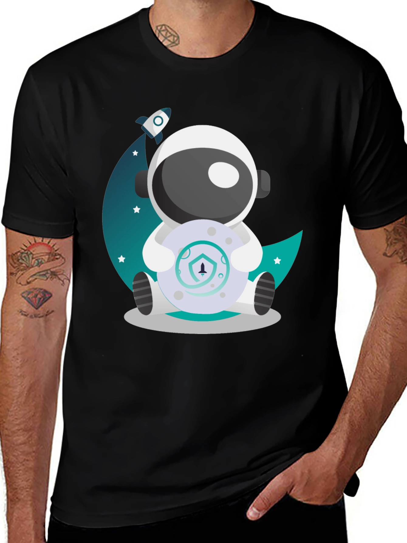 Variant 8 of Astronaut Moon Landing Graphic T-Shirt