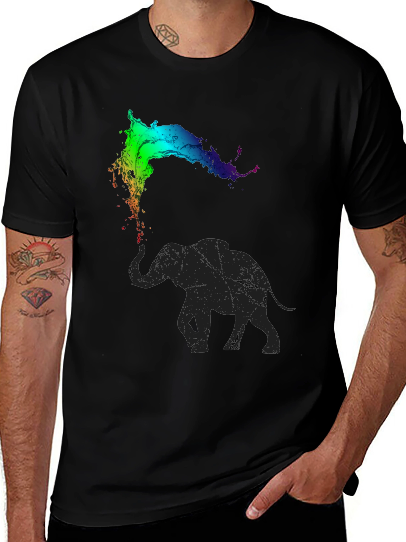 Variant 10 of Elephant Rainbow Splash Tee