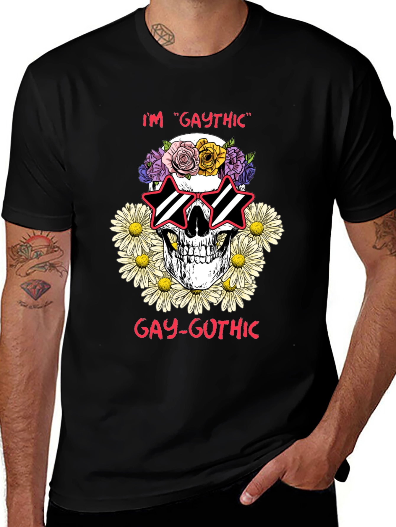 Gaythic Skull T-Shirt, Gothic Pride Tee