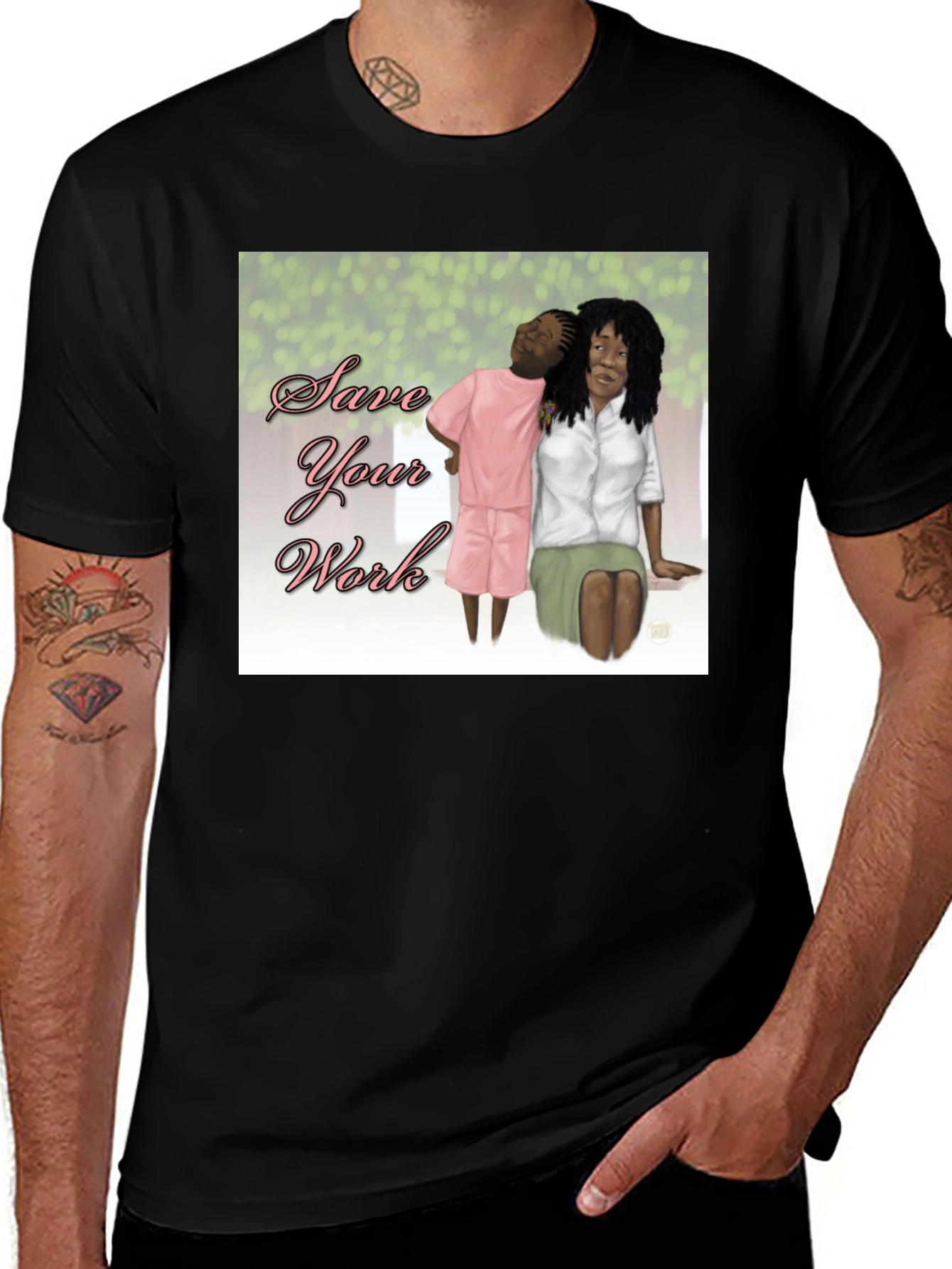 Variant 14 of Save Your Work T-Shirt Black Cotton