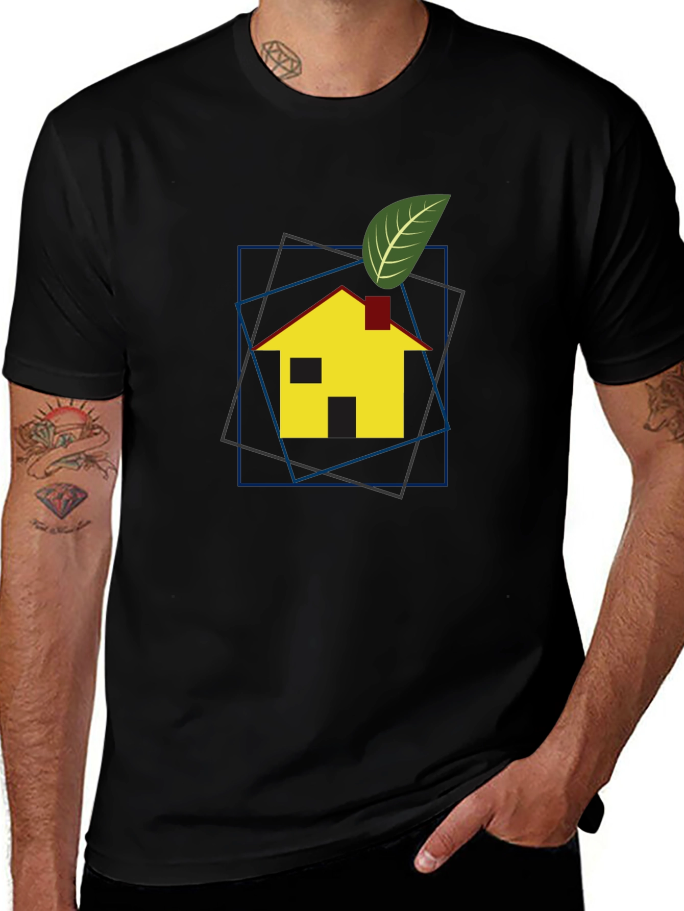 Eco Home Graphic Tee - Black Cotton T-Shirt