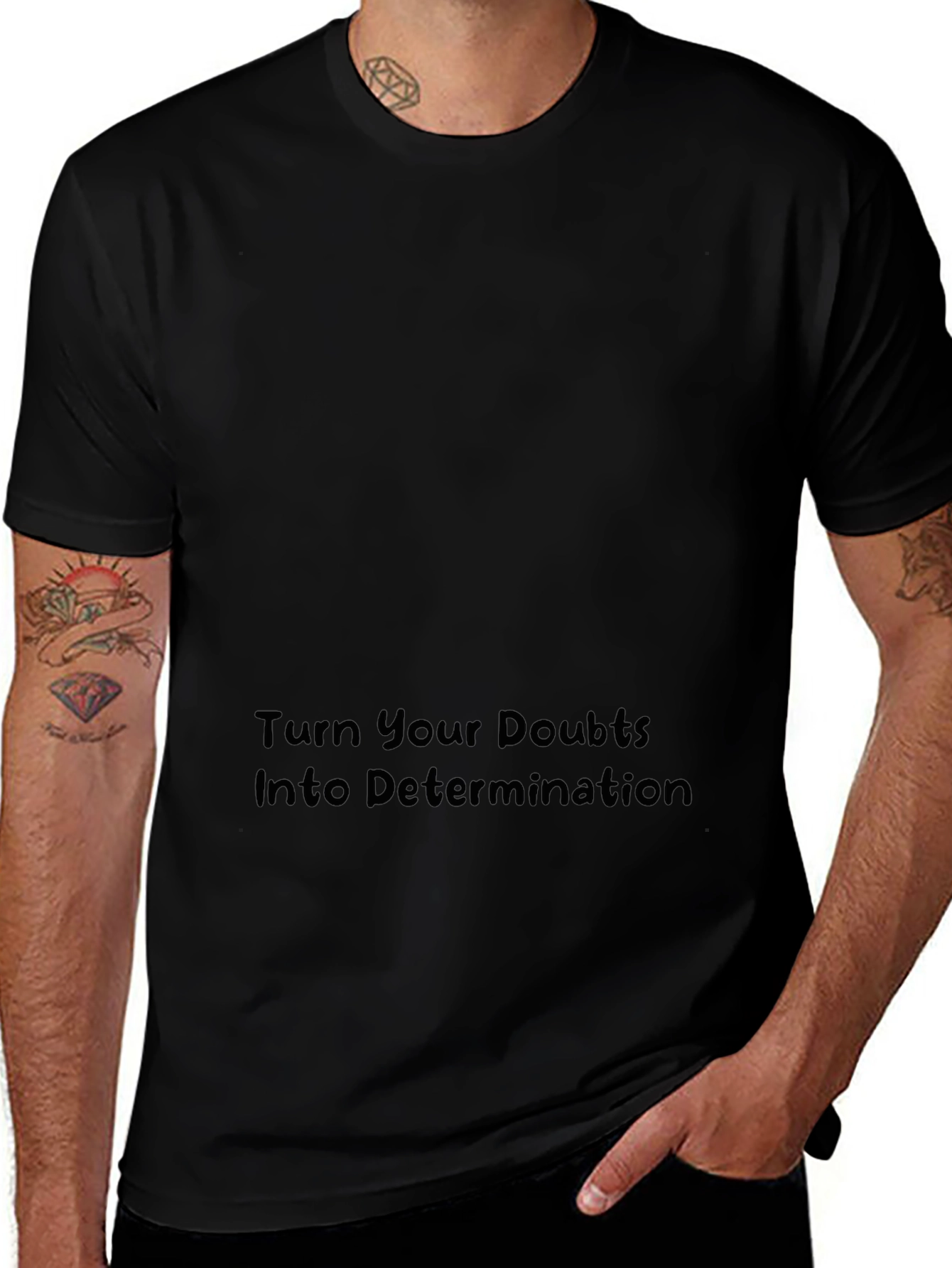 Variant 30 of Motivational Black T-Shirt: Turn Doubts Into Determination