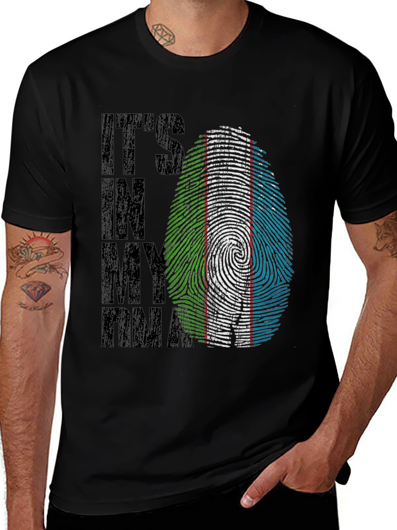 Uzbekistan Flag Fingerprint DNA T-Shirt
