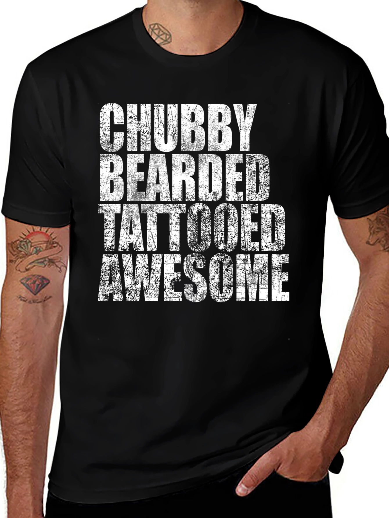 Variant 2 of Chubby Bearded Tattooed Awesome Graphic Tee