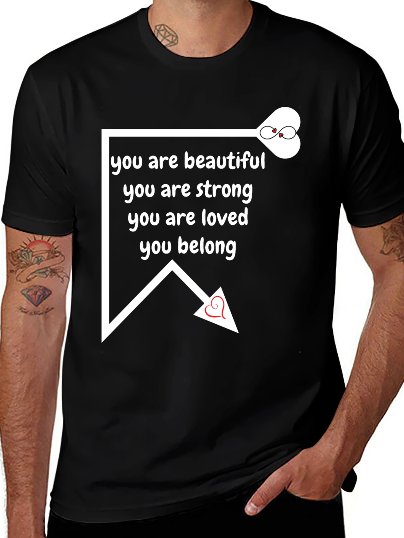 Variant 30 of Inspirational T-Shirt - You Are Beautiful, Strong, Loved