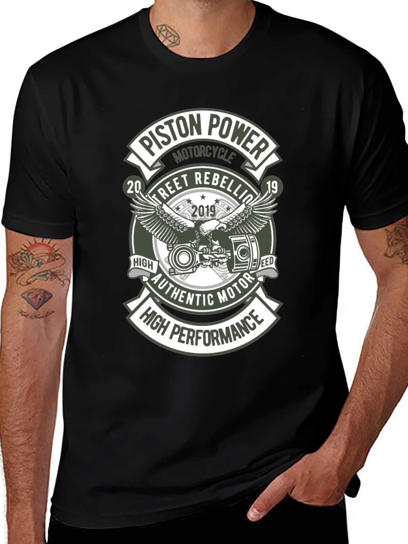 Variant 29 of Piston Power Motorcycle T-Shirt - Street Rebellion