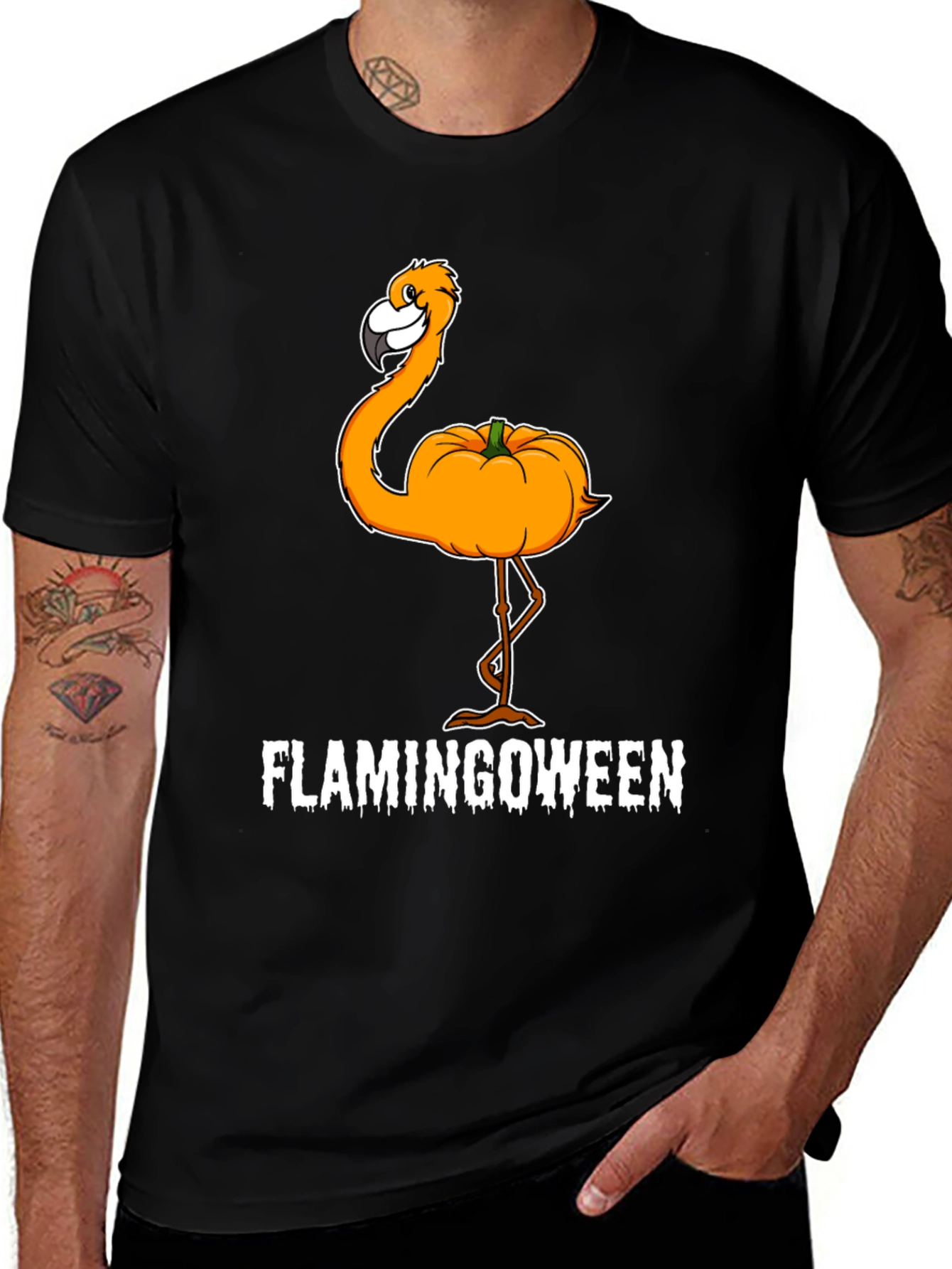 Flamingoween T-Shirt - Halloween Flamingo Pumpkin Tee