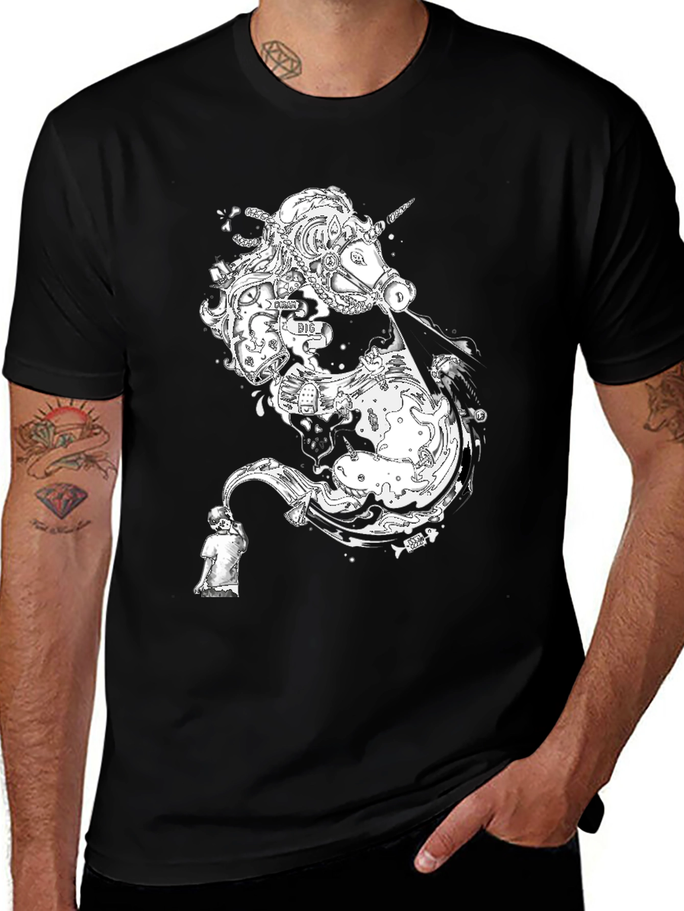 Variant 9 of Unicorn Black Graphic Tee