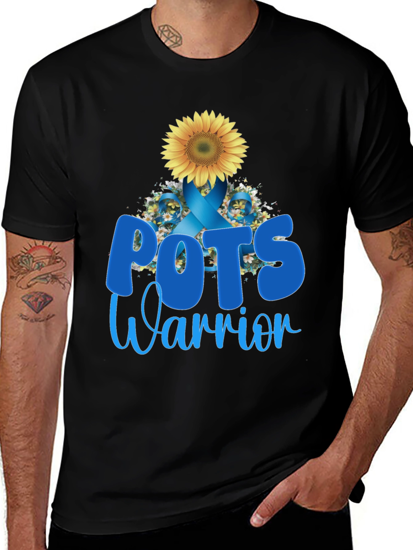 POTS Warrior Sunflower Ribbon Support T-Shirt