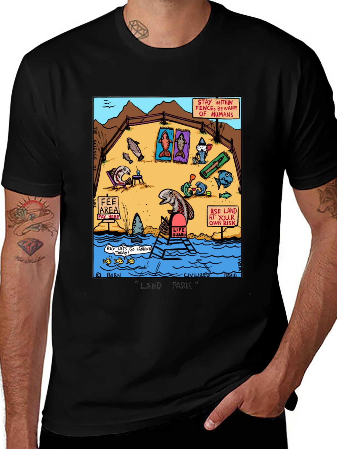 Variant 28 of Funny Fish Land Park Graphic Tee