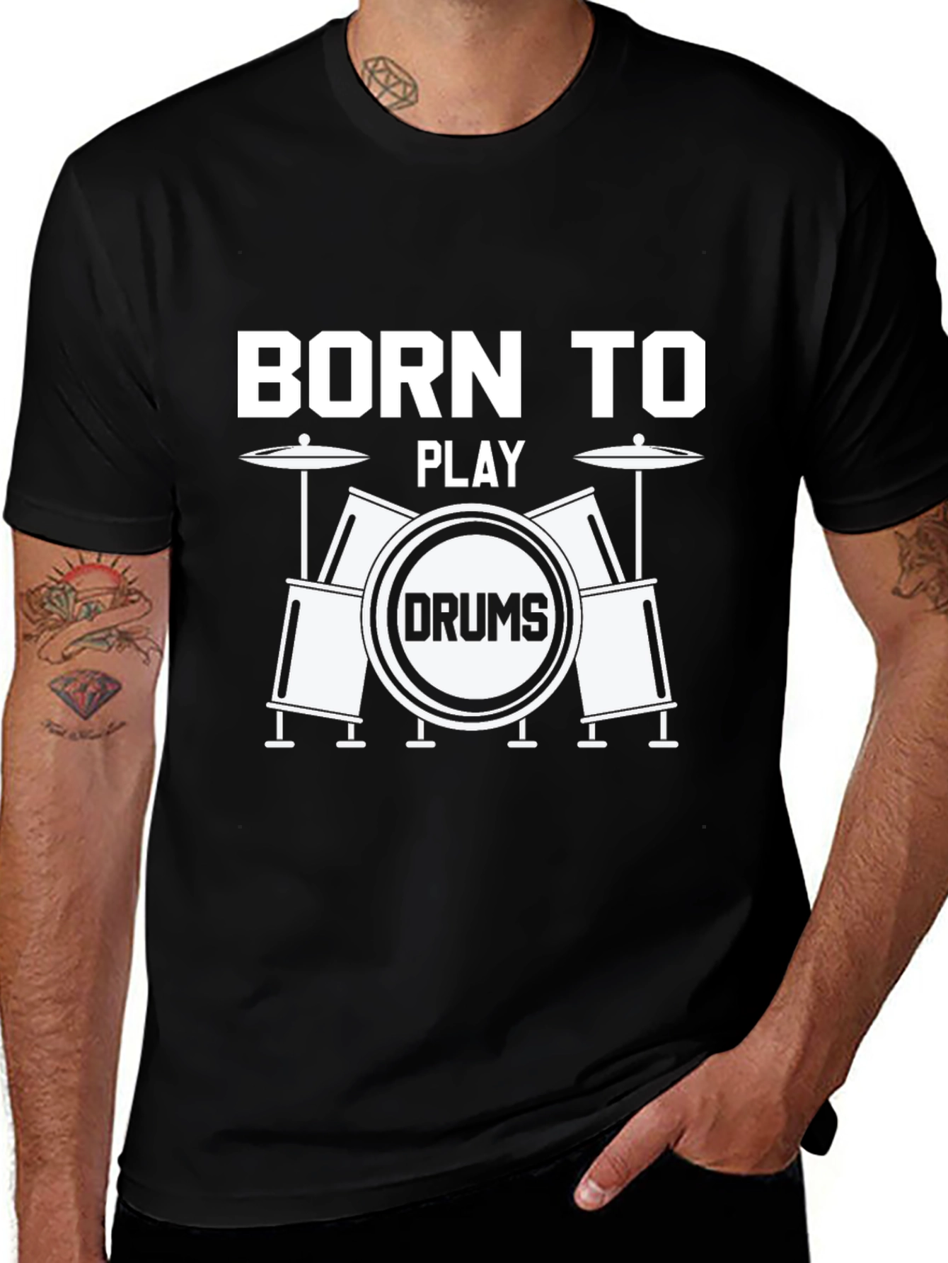 Variant 29 of Born to Play Drums T-Shirt - Music Lover Tee