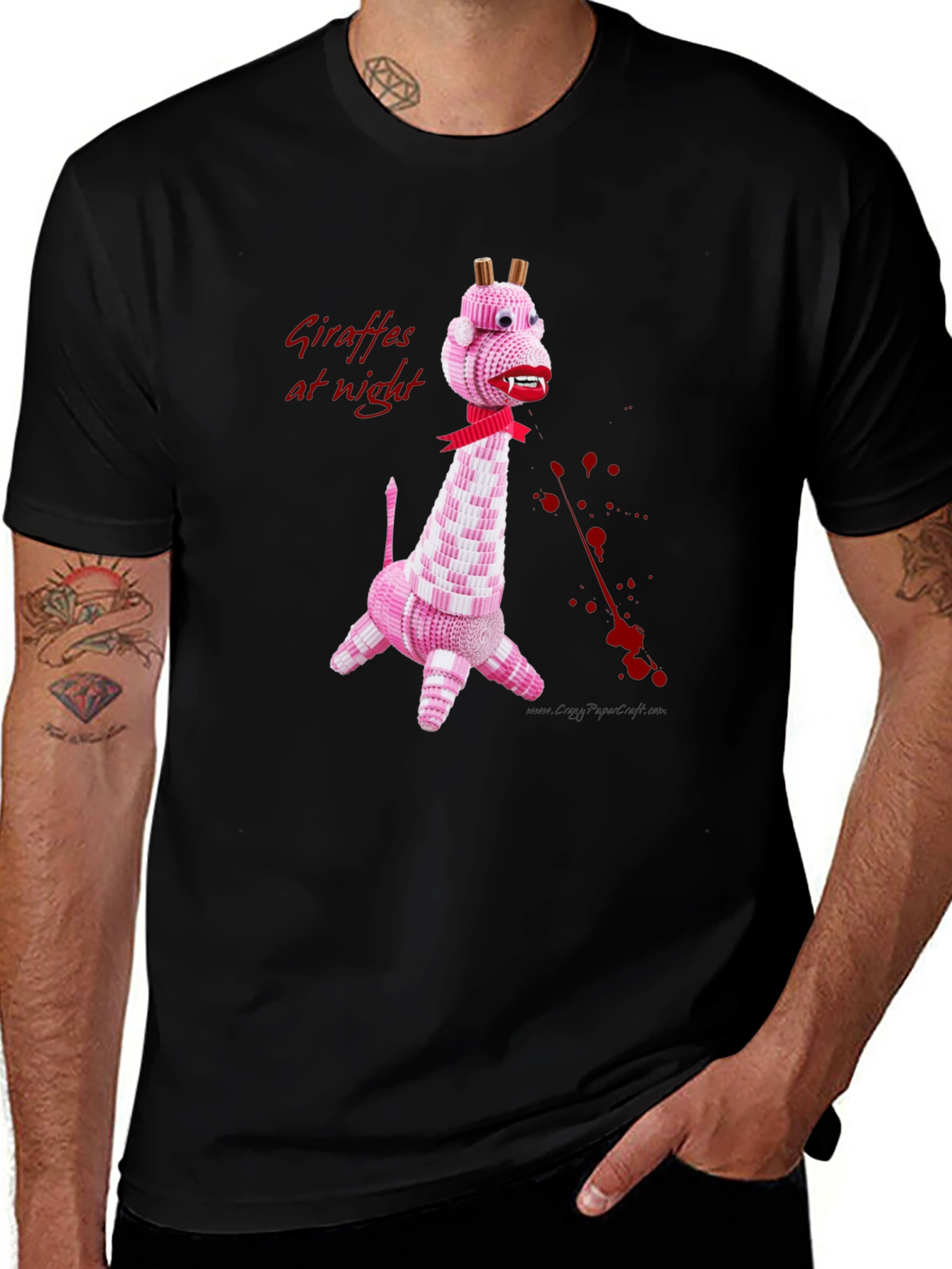 Variant 22 of Giraffes at Night Graphic Tee - Quirky & Unique Design