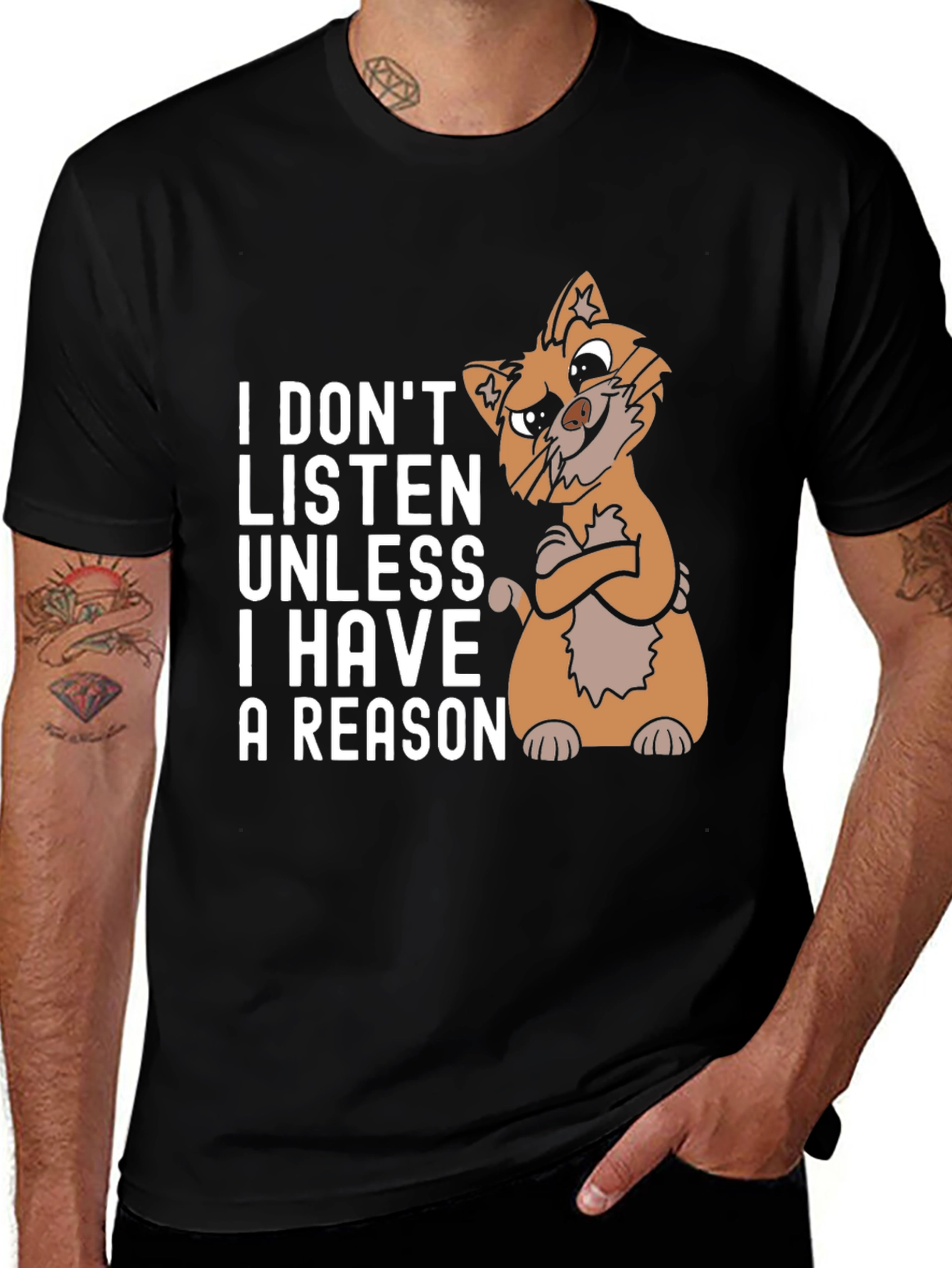 Variant 18 of Funny Cat T-Shirt - I Don't Listen Unless I Have A Reason