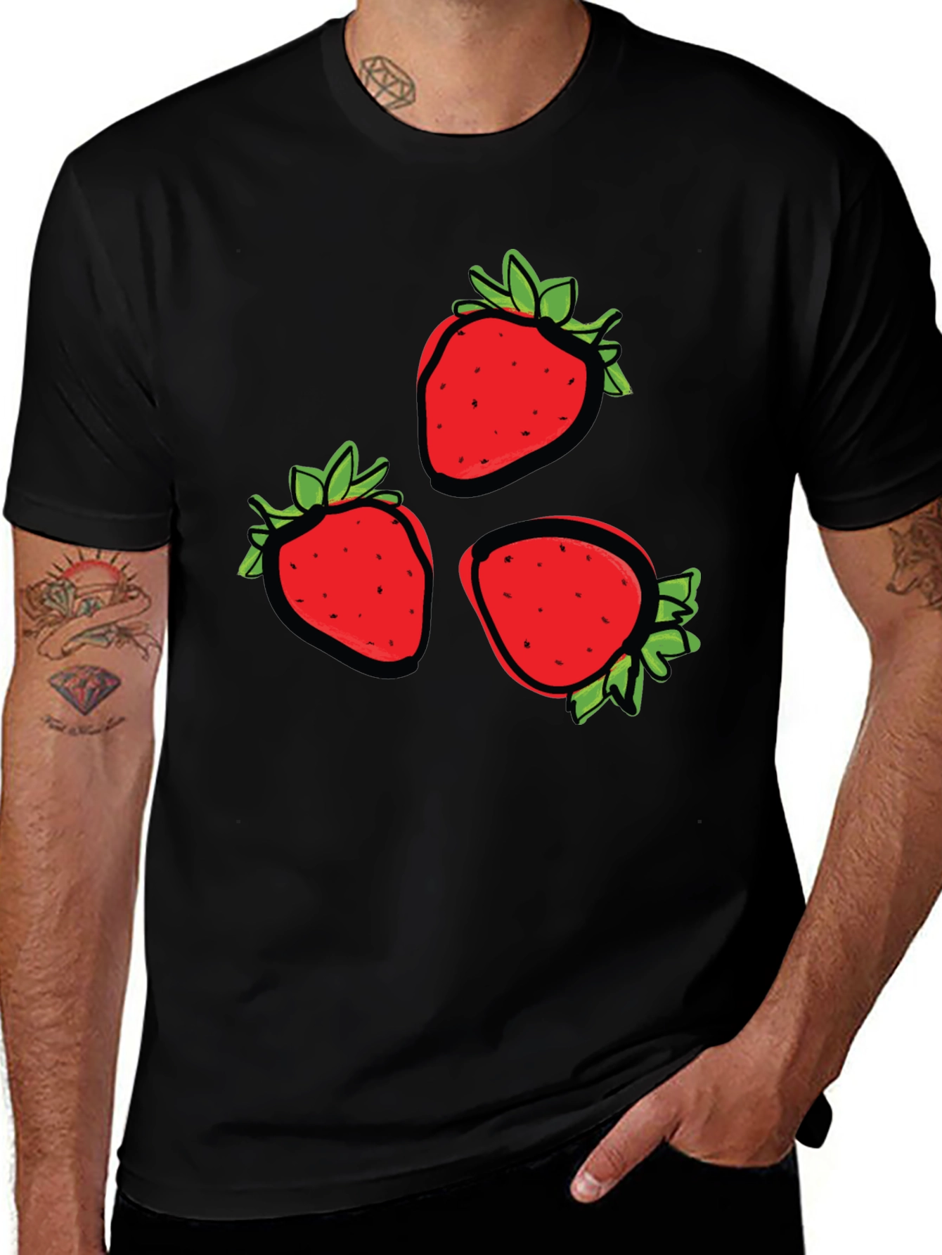 Variant 6 of Strawberry Graphic Print Black Tee