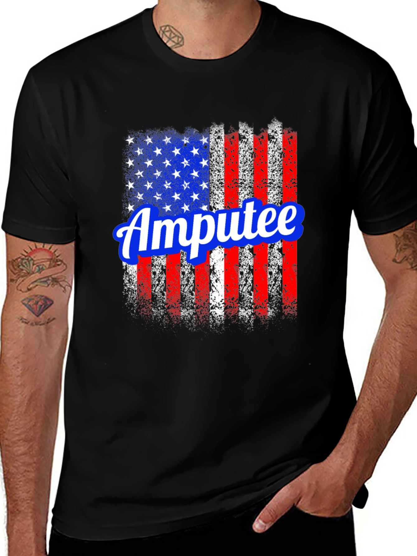 Variant 4 of Amputee American Flag Graphic T-Shirt