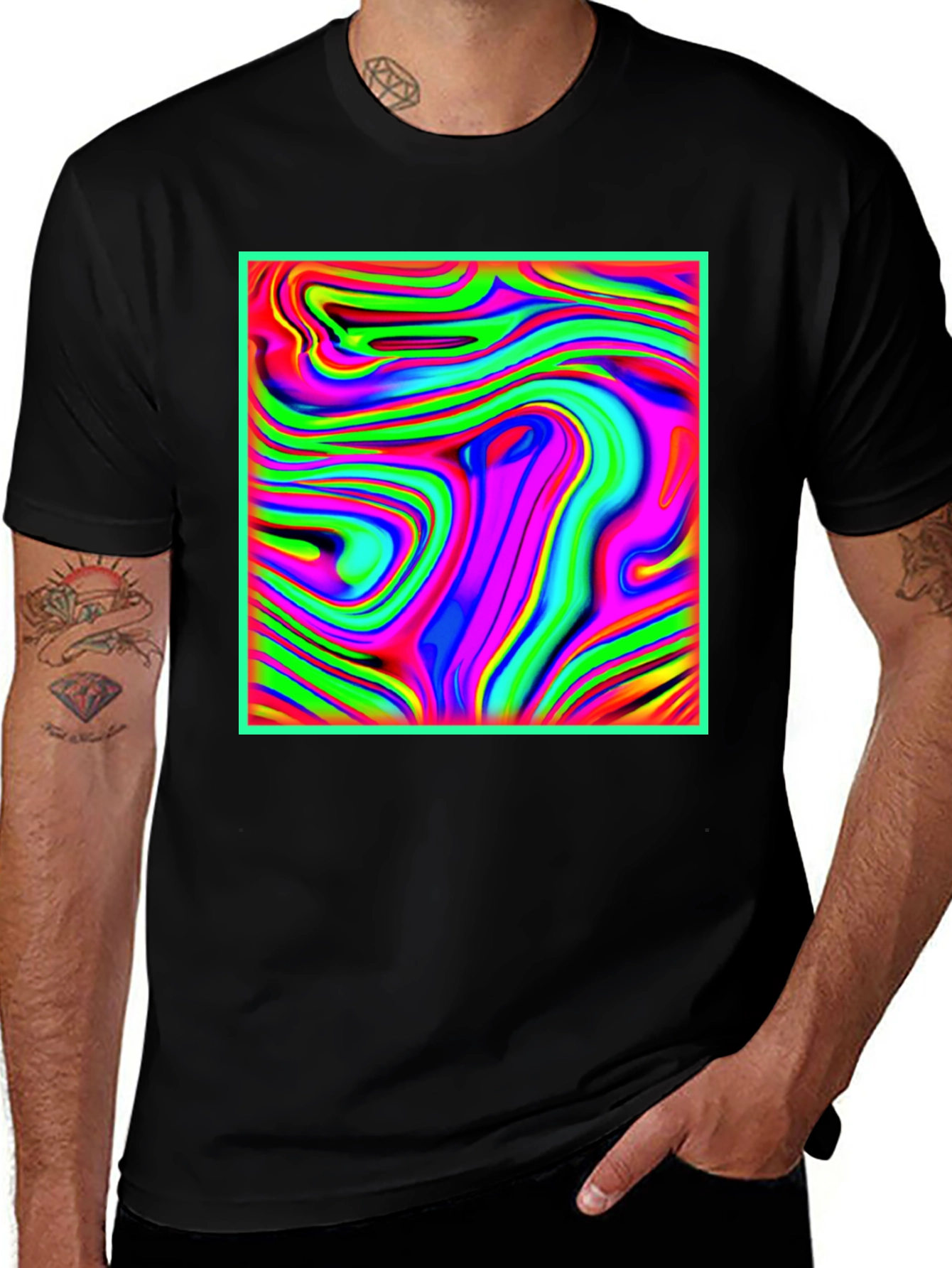 Psychedelic Swirl T-Shirt - Neon Art Graphic Tee