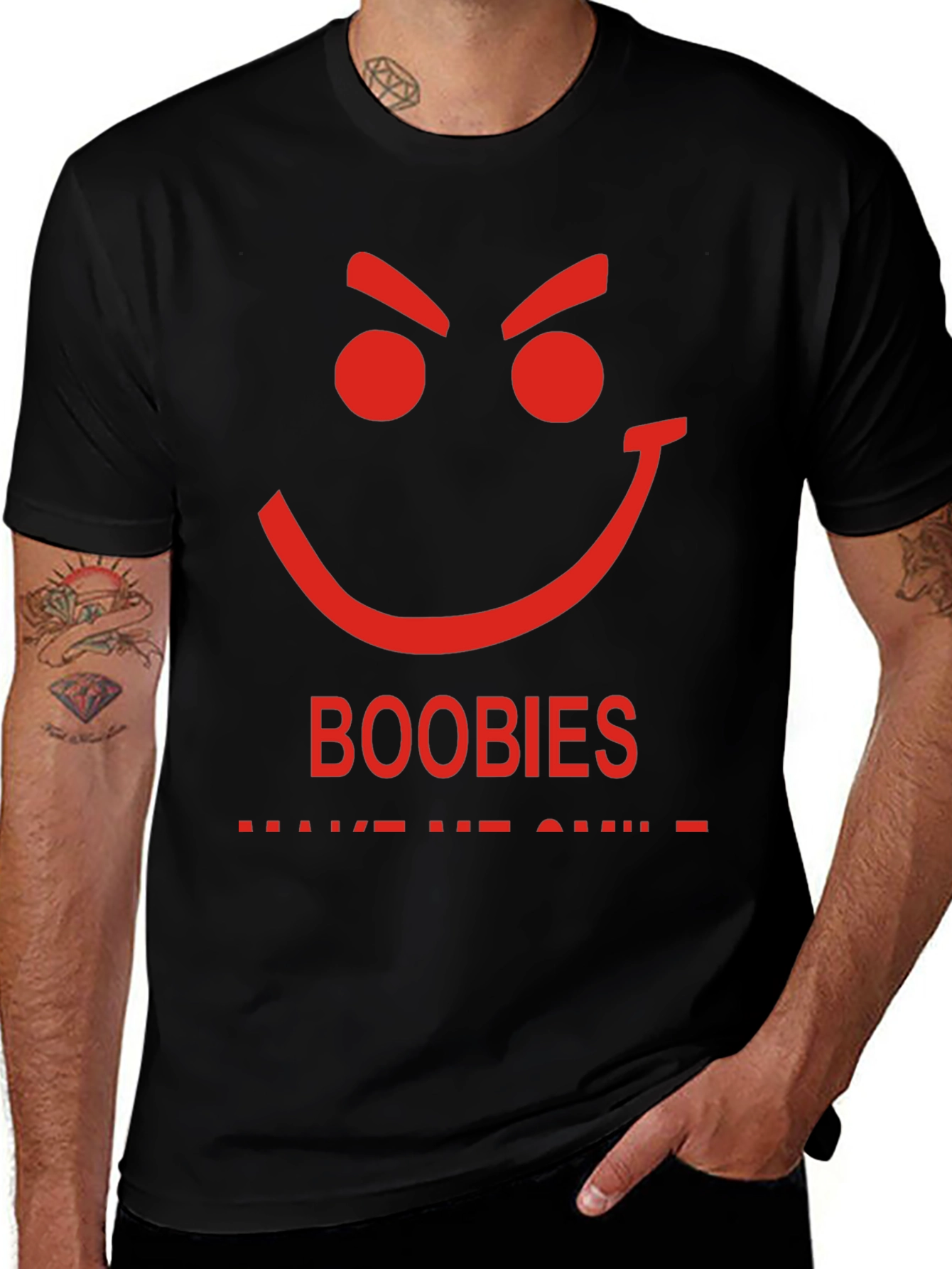 Variant 26 of Humorous Graphic Tee: Boobies Make Me Smile