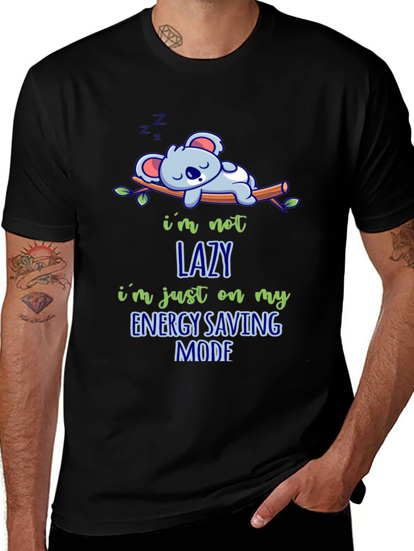 Variant 10 of Lazy Koala Energy Saving Mode Graphic T-Shirt