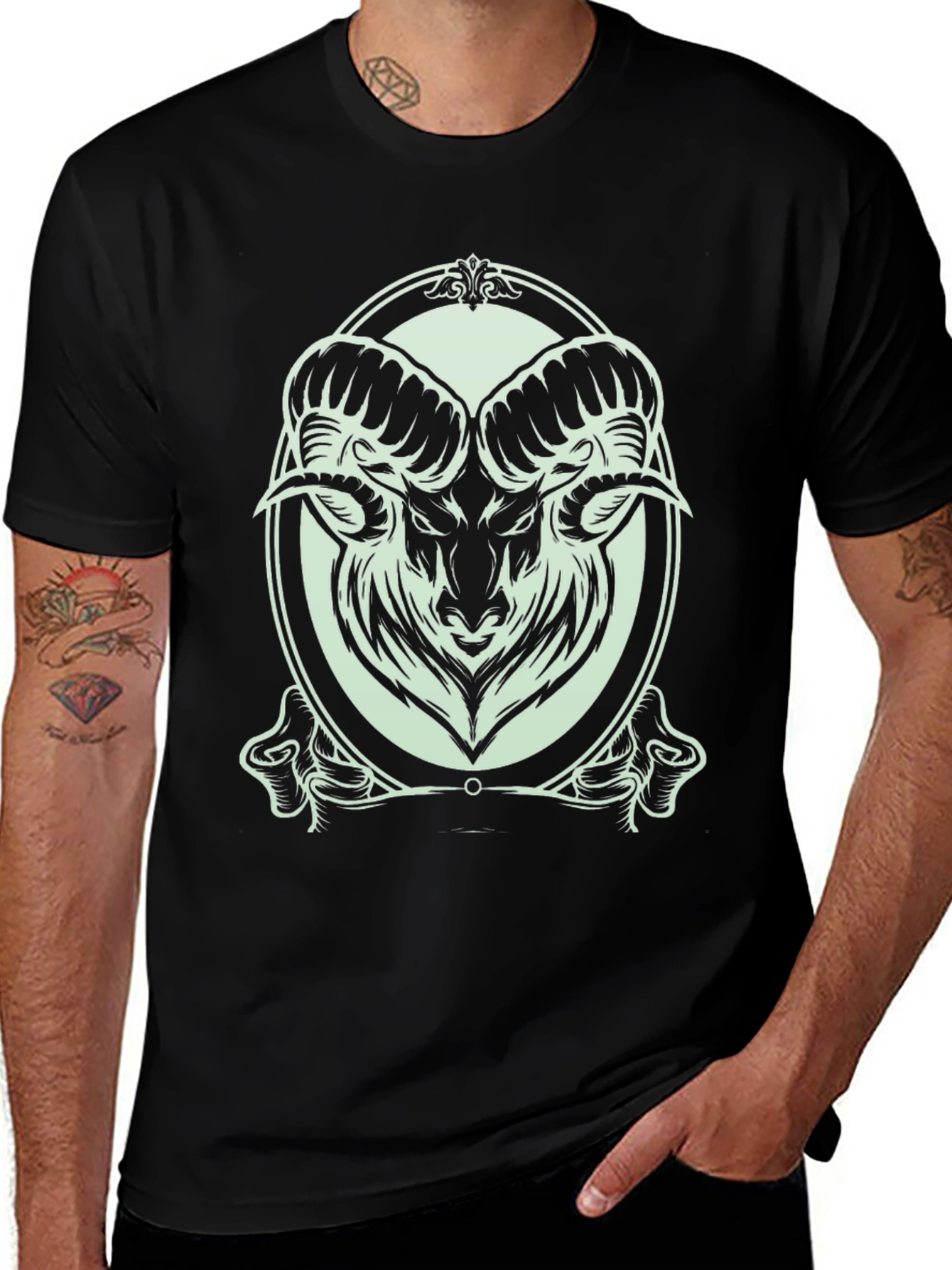Variant 15 of Ram Graphic Print Black T-Shirt