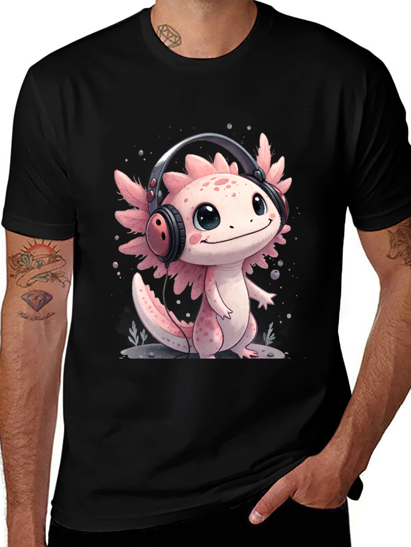Variant 24 of Axolotl Headphones T-Shirt - Cute Gamer Tee