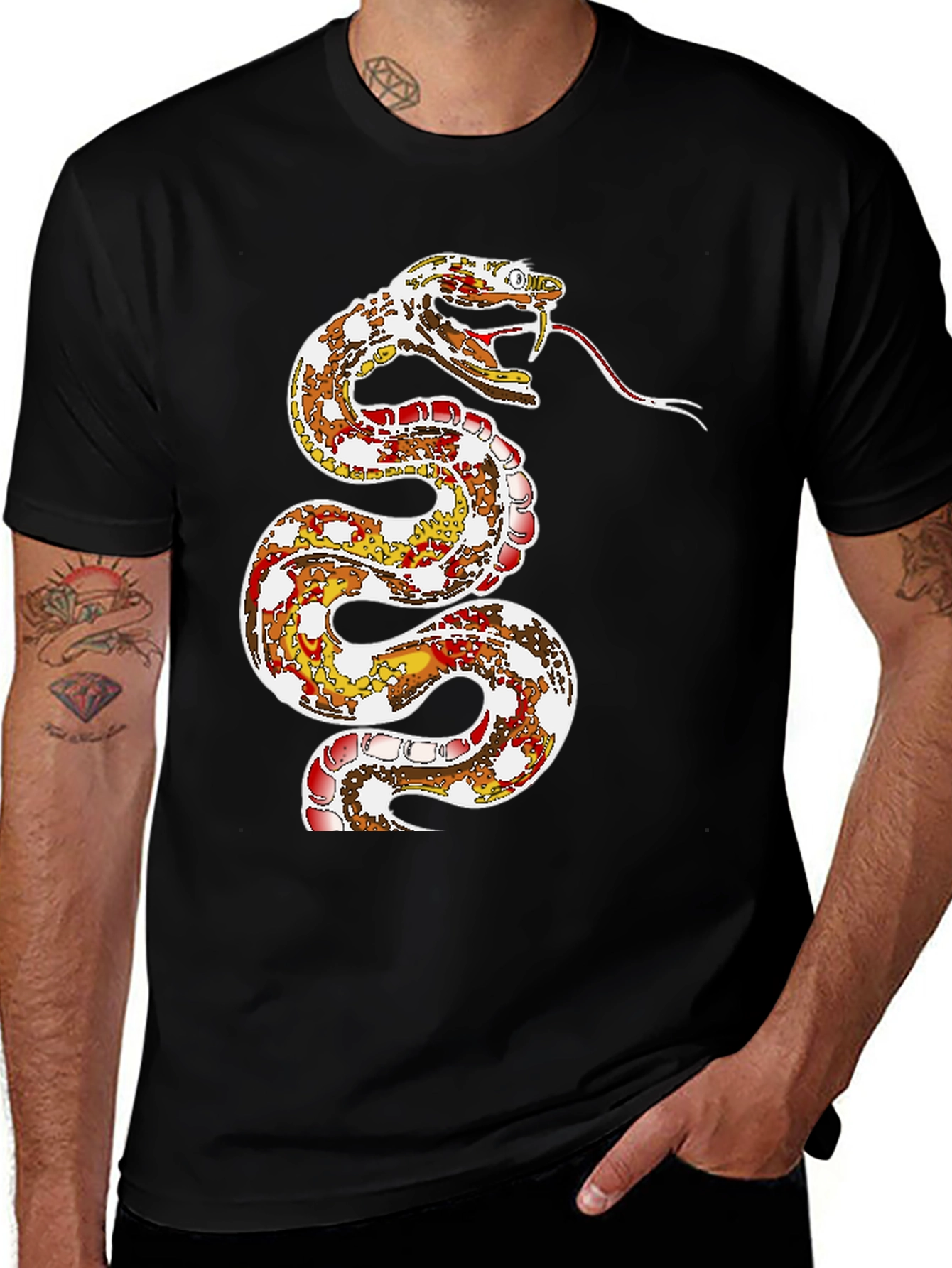 Variant 10 of Snake Graphic Print Black T-Shirt