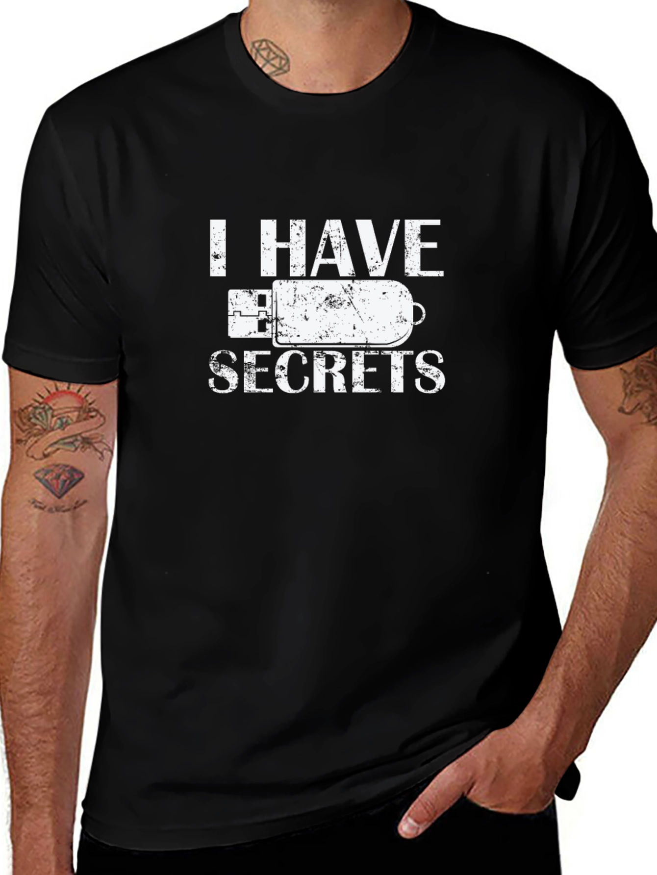 Variant 20 of I Have Secrets USB Drive Black T-Shirt